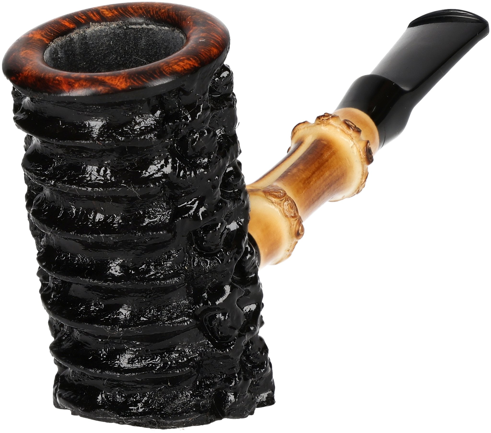 Tom Eltang Freehand Pfeifen Rustic Poker Schwarz Bambus_03