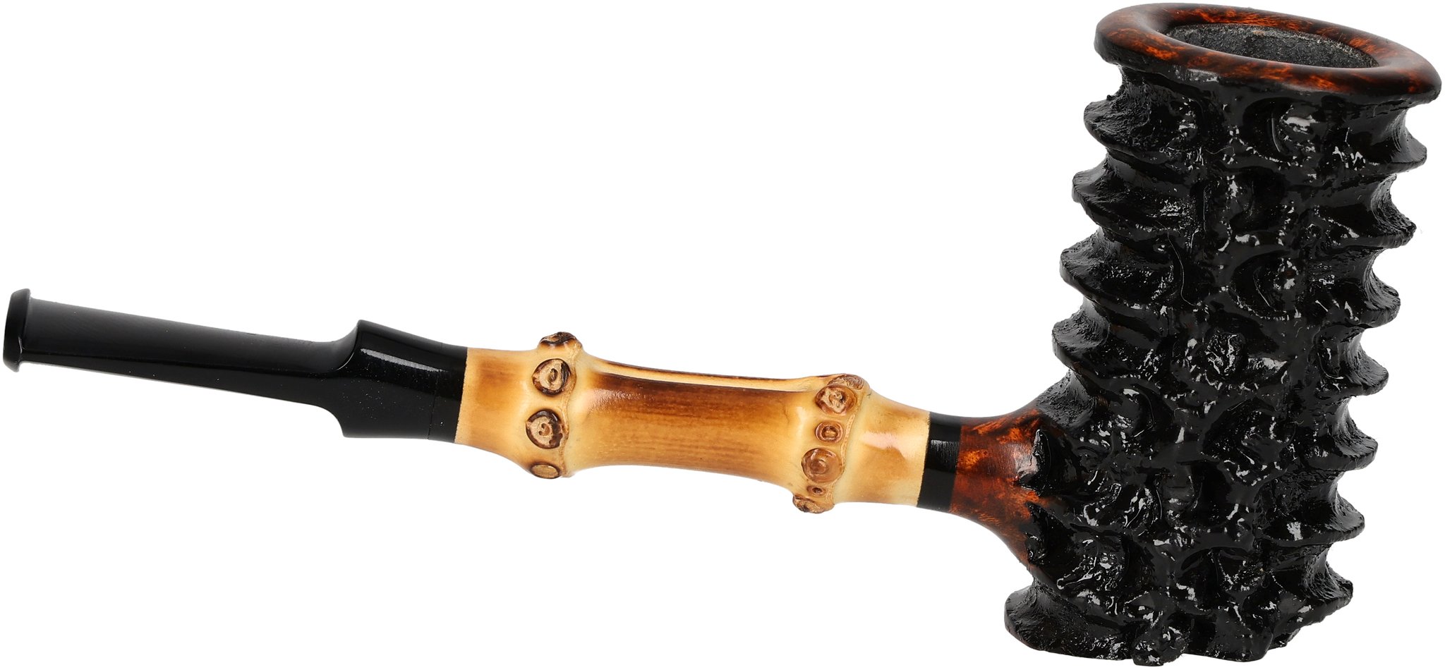 Tom Eltang Freehand Pfeifen Rustic Poker Schwarz Bambus_04