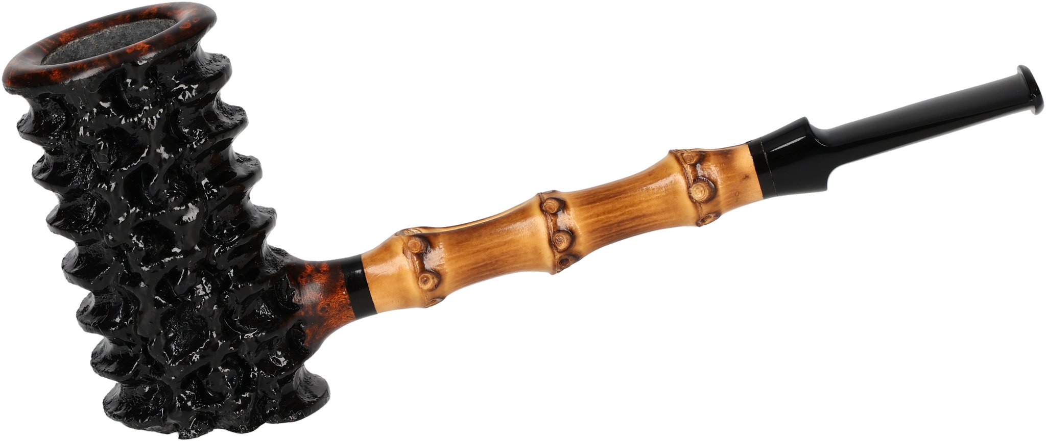 Tom Eltang Freehand Pfeifen Rustic Poker Schwarz Bambus_01