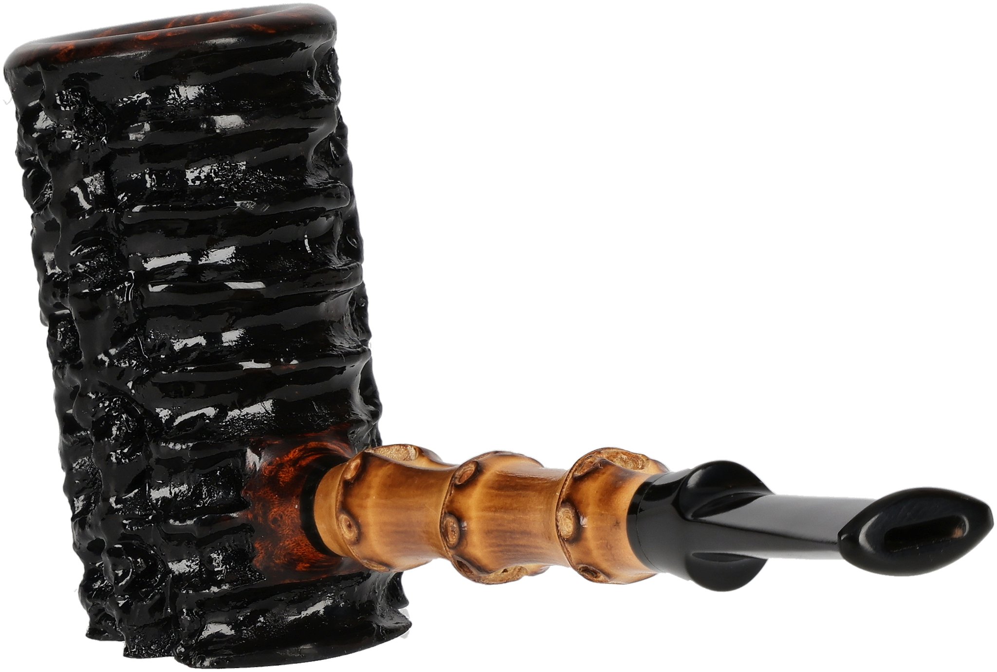 Tom Eltang Freehand Pfeifen Rustic Poker Schwarz Bambus_02