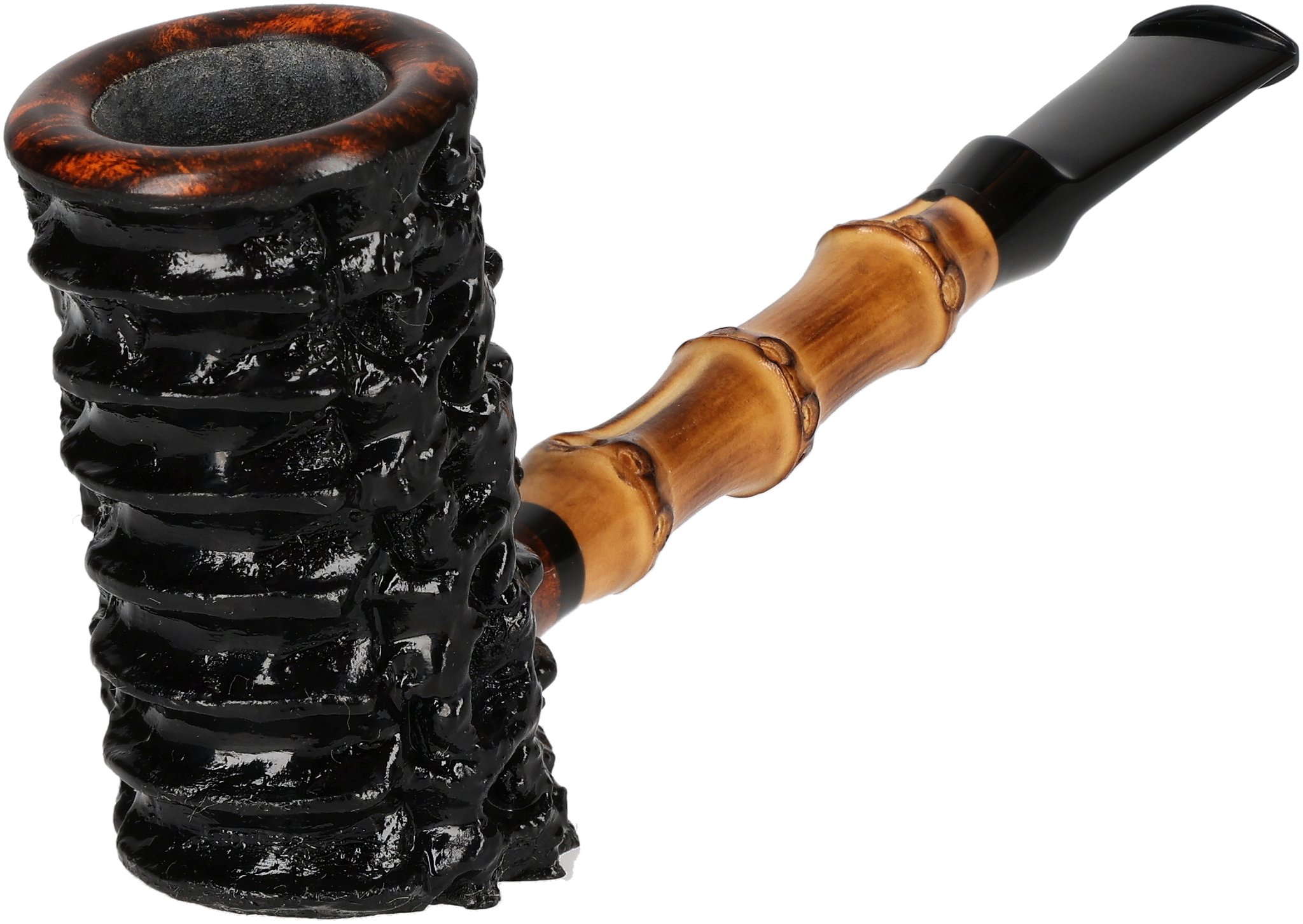 Tom Eltang Freehand Pfeifen Rustic Poker Schwarz Bambus_03