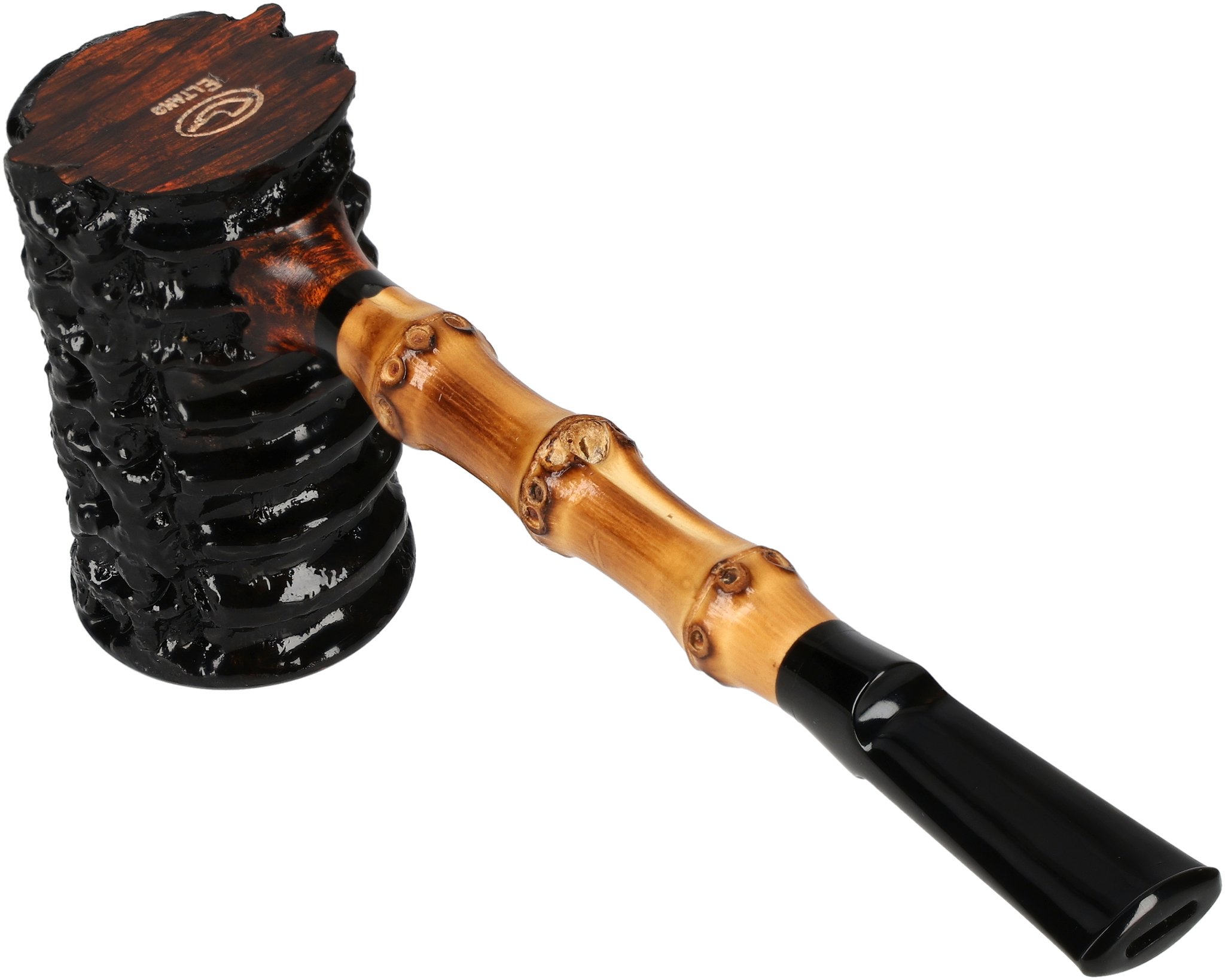 Tom Eltang Freehand Pfeifen Rustic Poker Schwarz Bambus_05