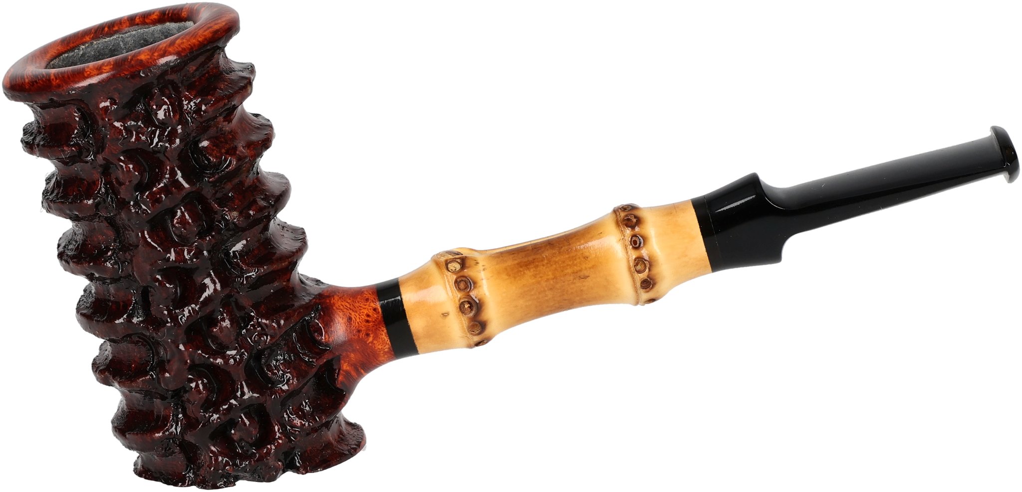 Tom Eltang Freehand Pfeifen Rustic Poker Dunkelbraun Bambus_01