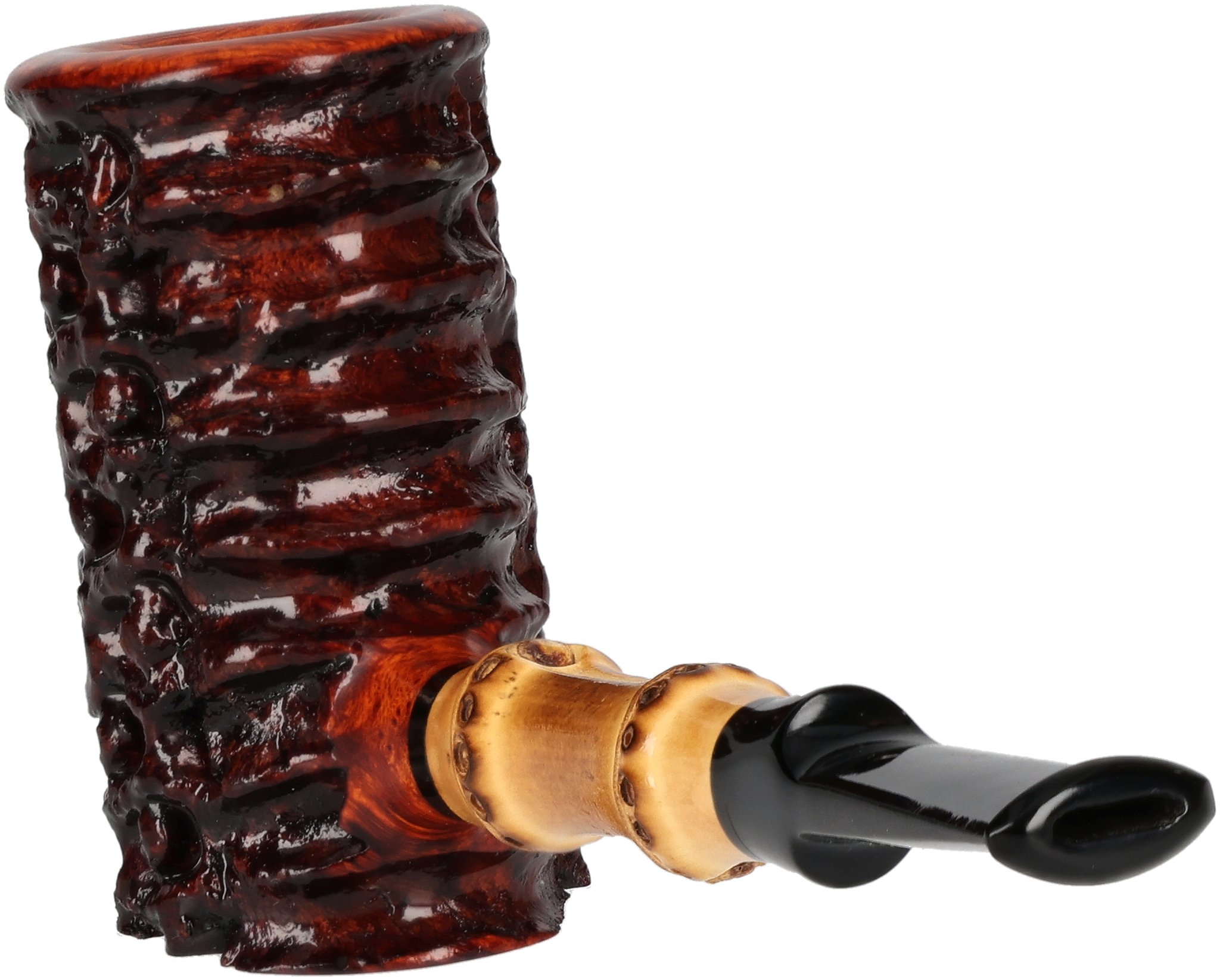 Tom Eltang Freehand Pfeifen Rustic Poker Dunkelbraun Bambus_02