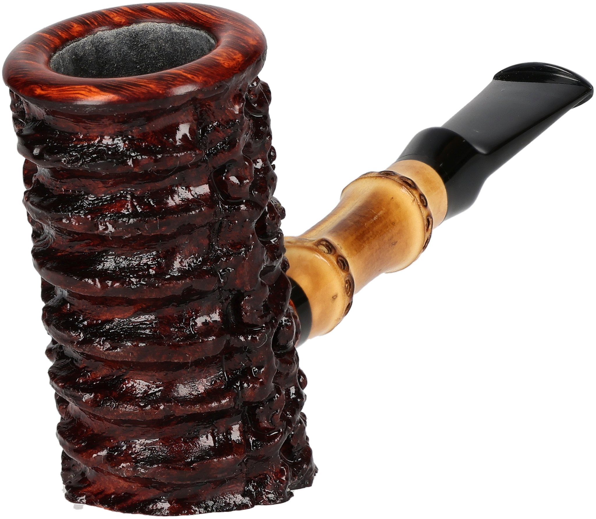 Tom Eltang Freehand Pfeifen Rustic Poker Dunkelbraun Bambus_03