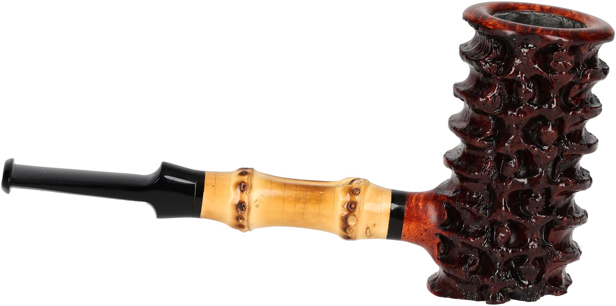 Tom Eltang Freehand Pfeifen Rustic Poker Dunkelbraun Bambus_04