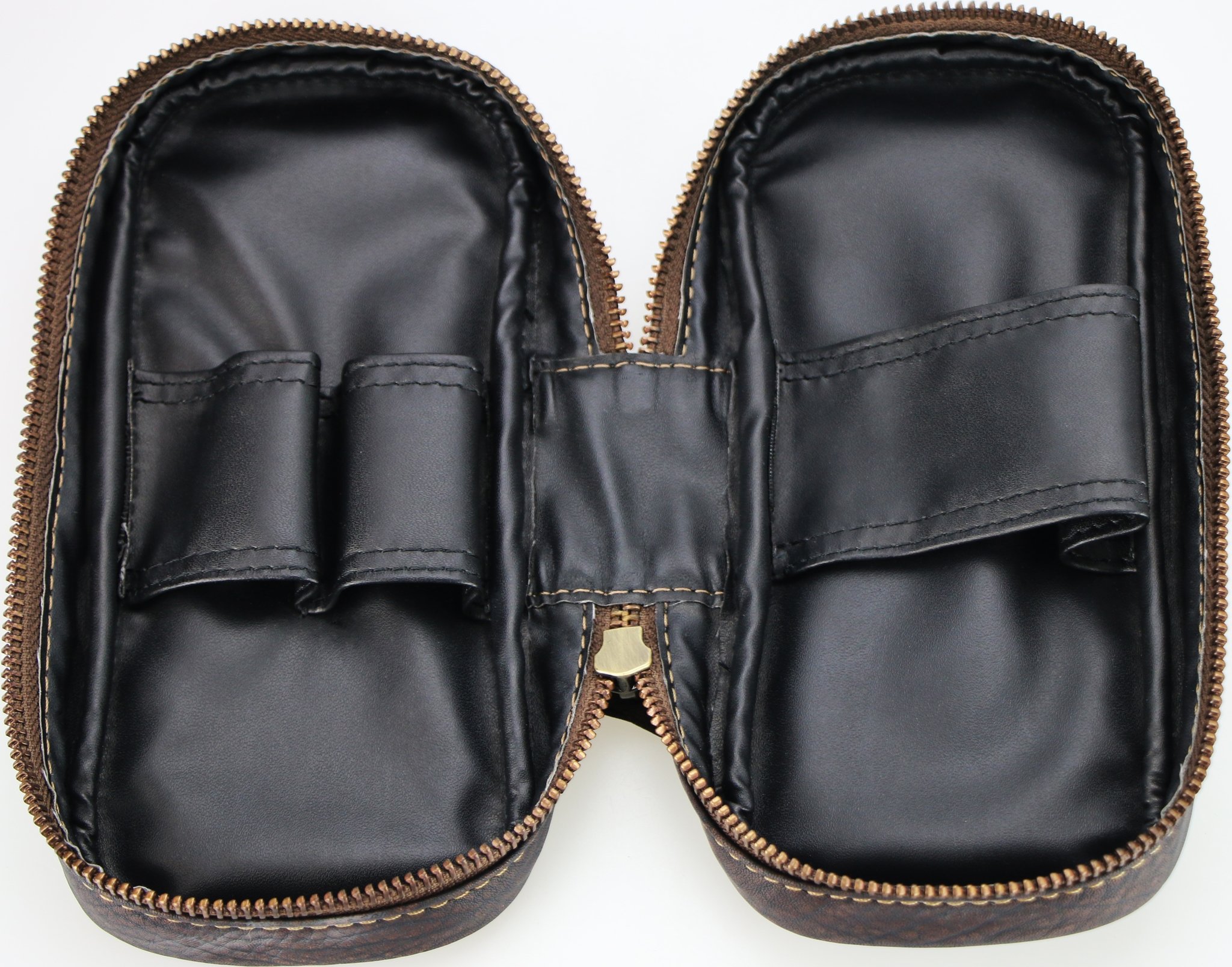 Classic Pfeifentasche 2er Leder braun Washout (632575)_Offen