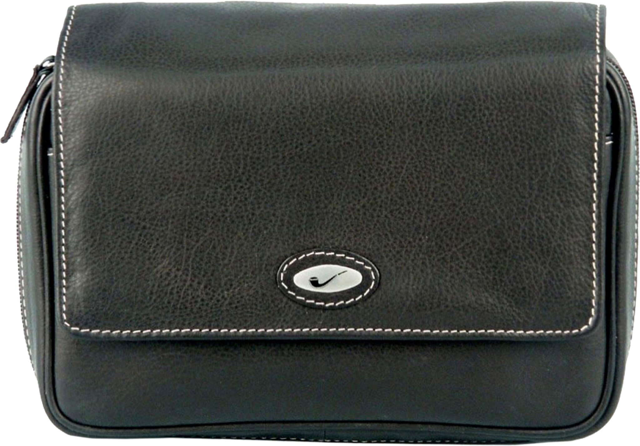 Classic Pfeifentaschen 4er Leder schwarz Metallemblem (634561)