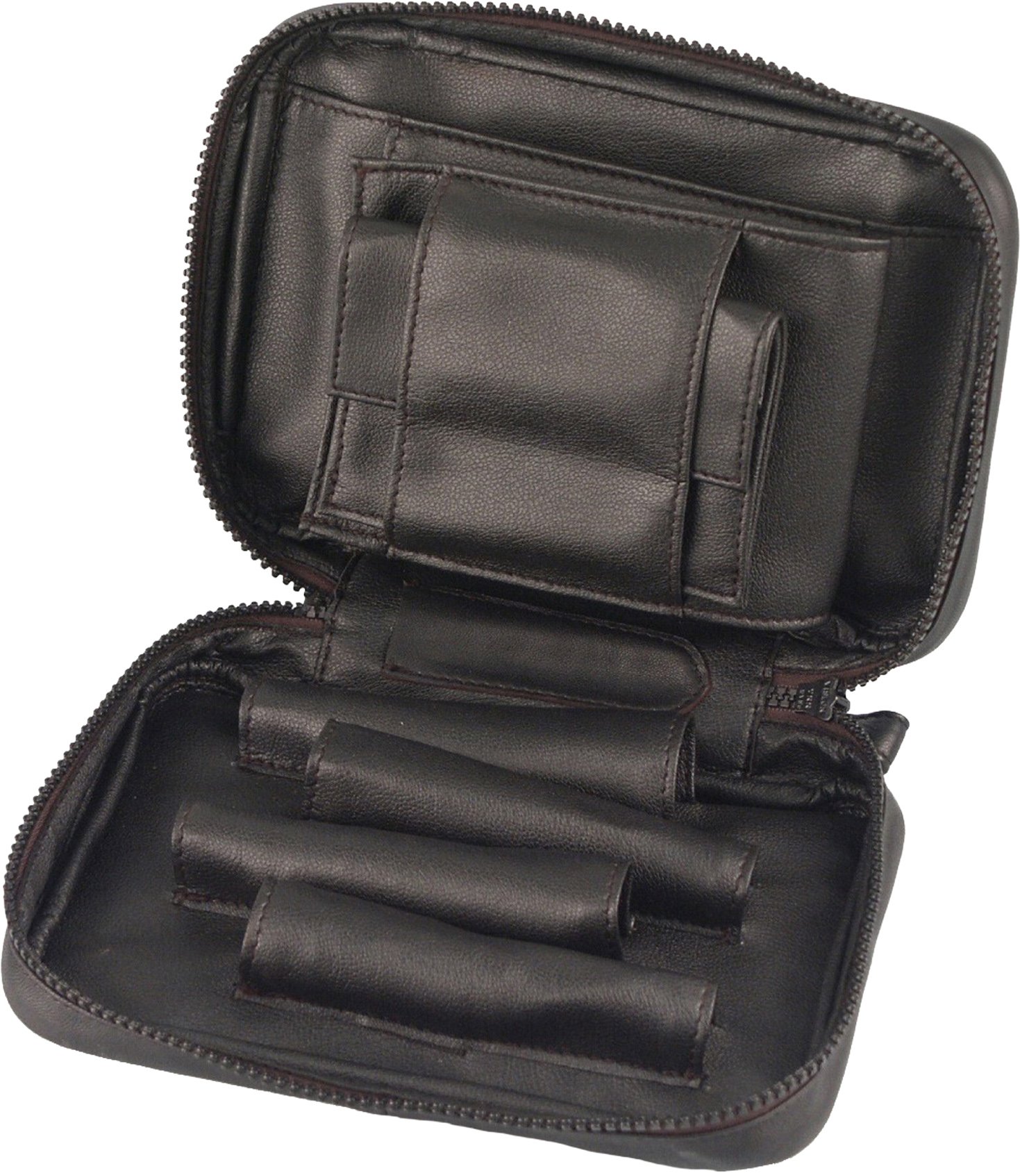 Classic Pfeifentaschen 4er Leder schwarz Metallemblem (634561) Detailbild