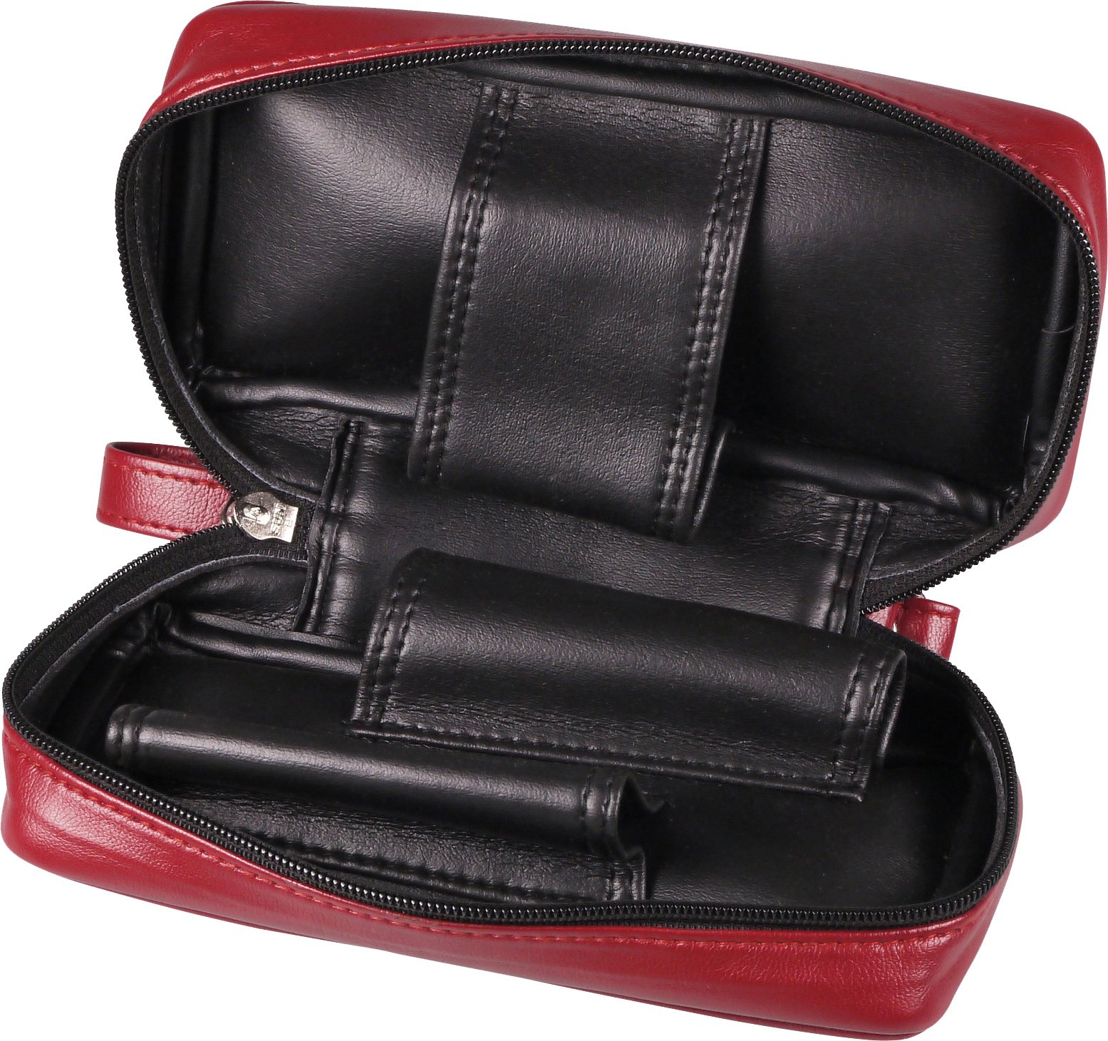 Classic Pfeifentaschen 2er Lederoptik rot (632014) offen