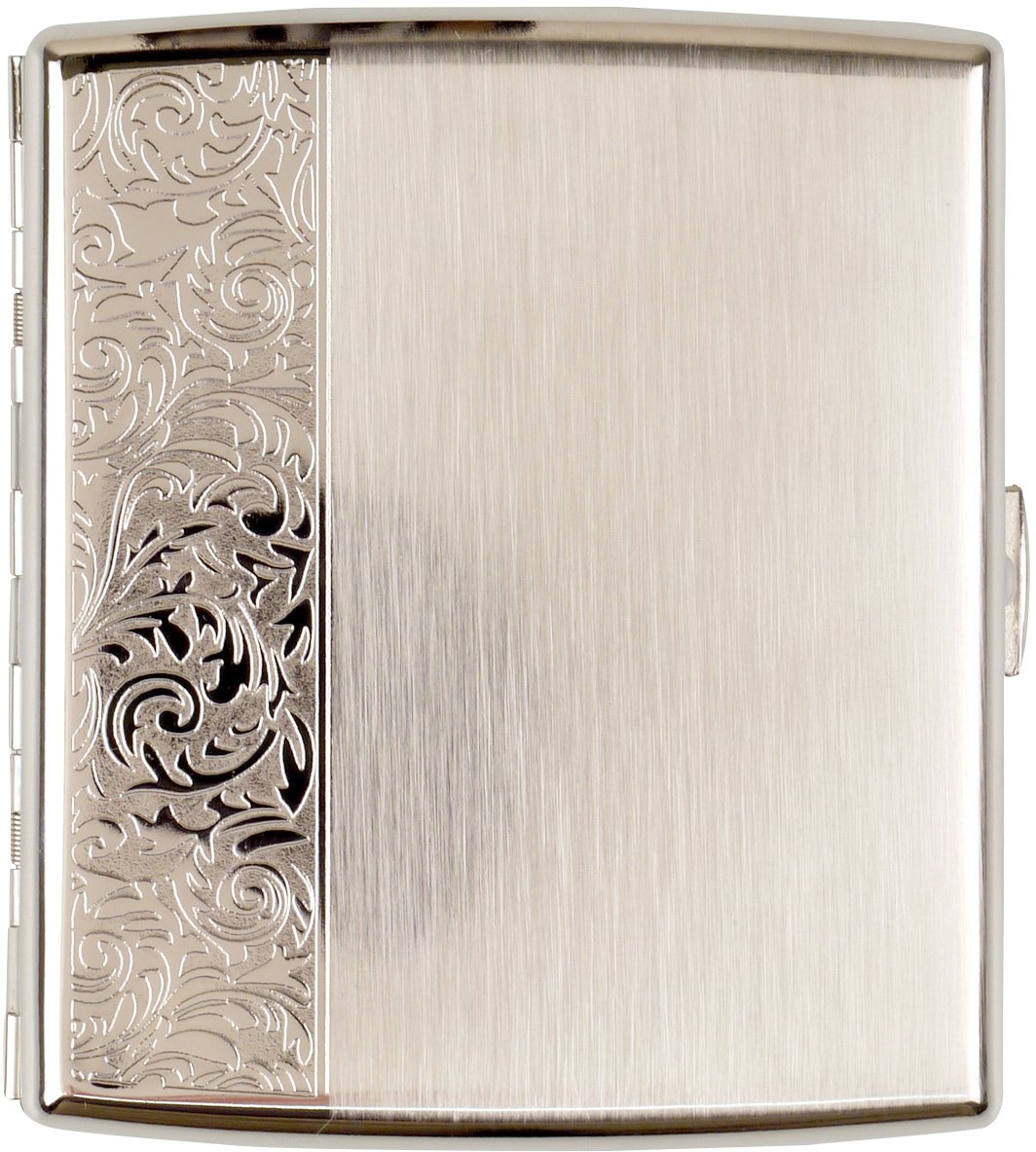 Jean Claude Etui 20er JC Metall nickel gebürstet mit Ornament seitich (600921)