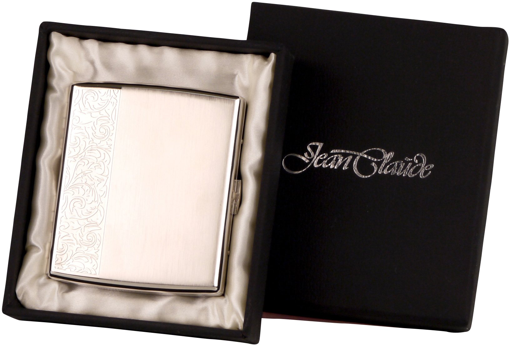 Jean Claude Etui 20er JC Metall nickel gebürstet mit Ornament seitich (600921)