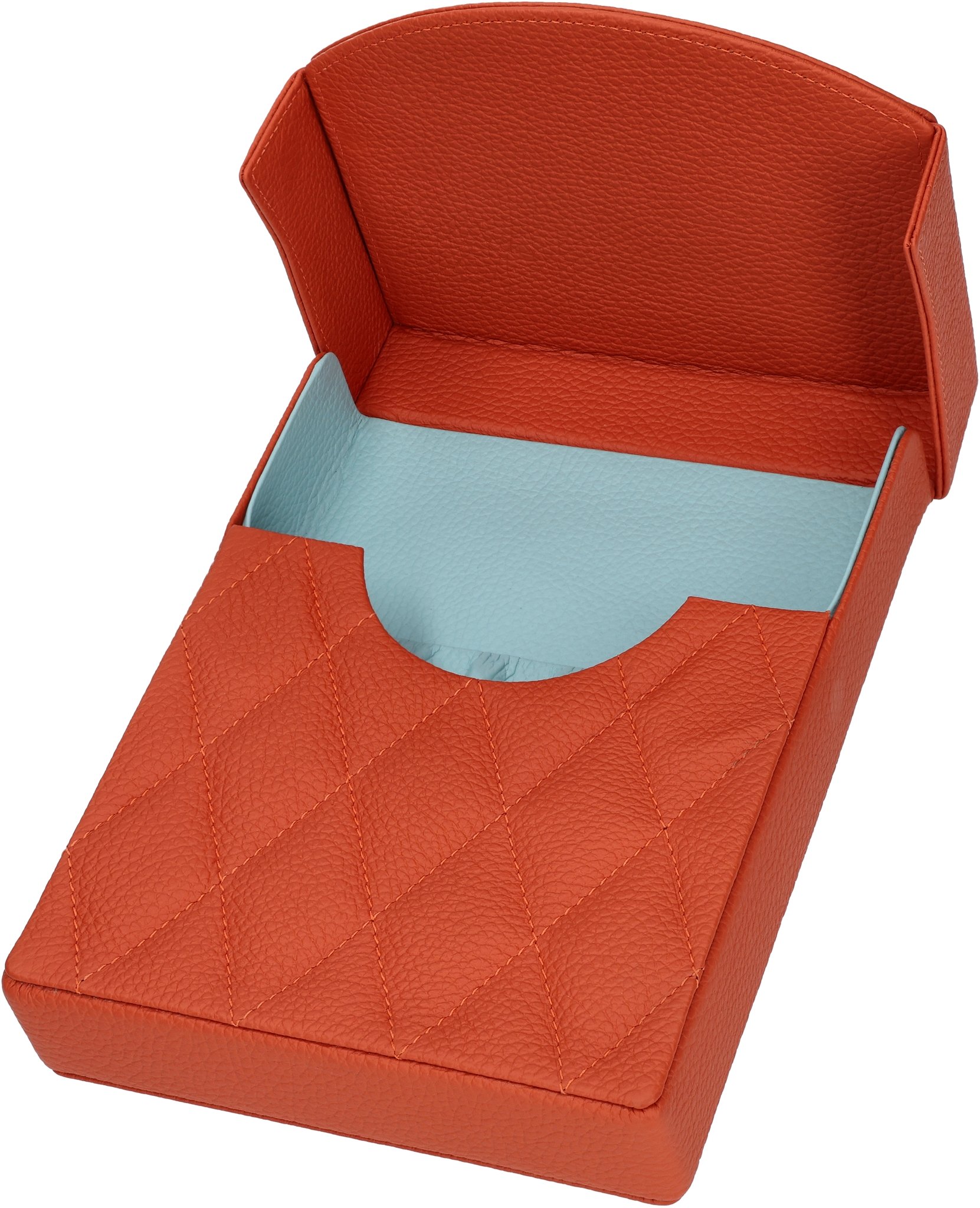 Nappa orange, Futter hellblau offen