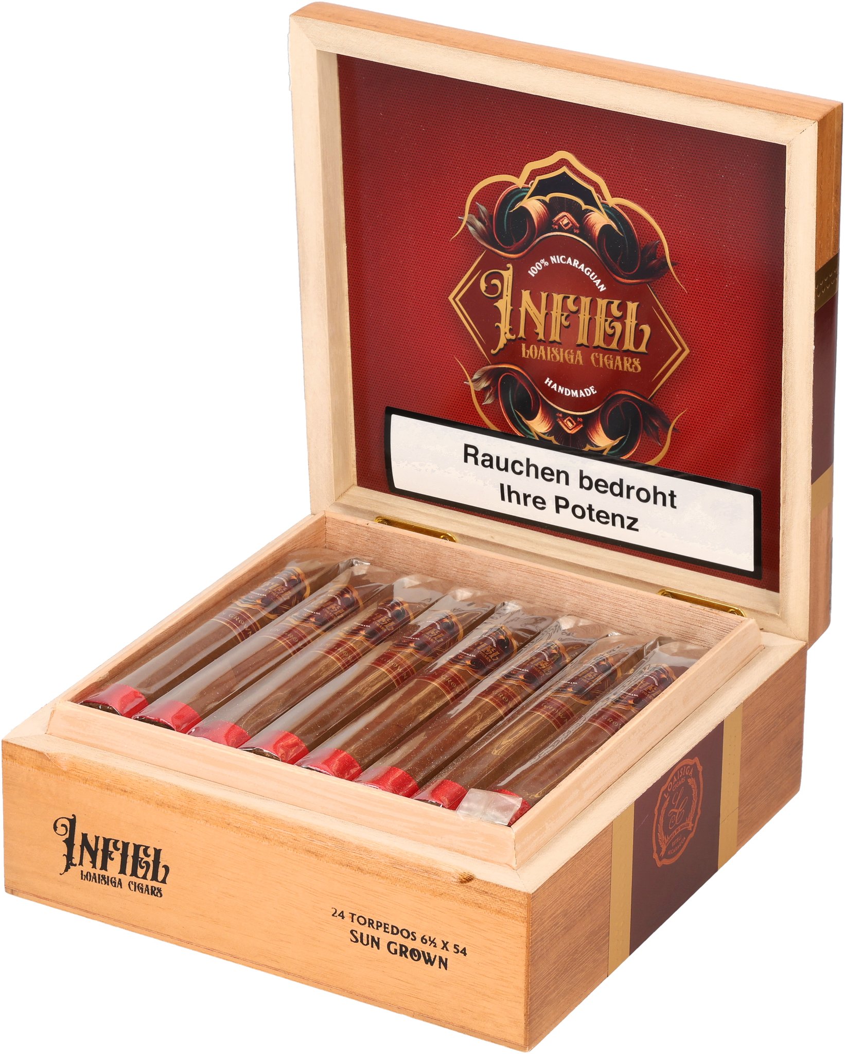 Loaisiga Infiel Sun Grown Torpedo box open