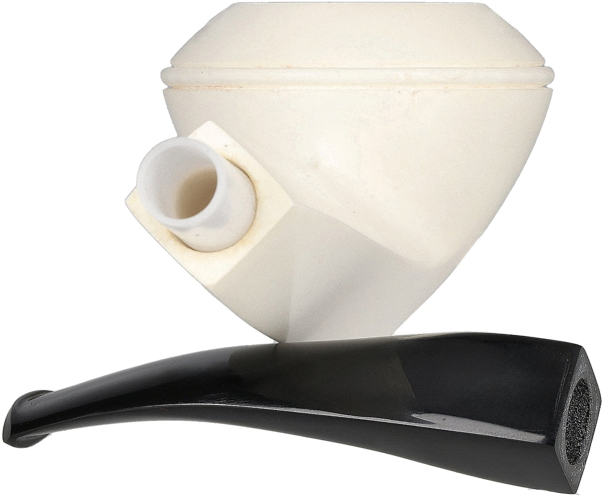 White Pipes Meerschaum Bent Rhodesian Groß_06