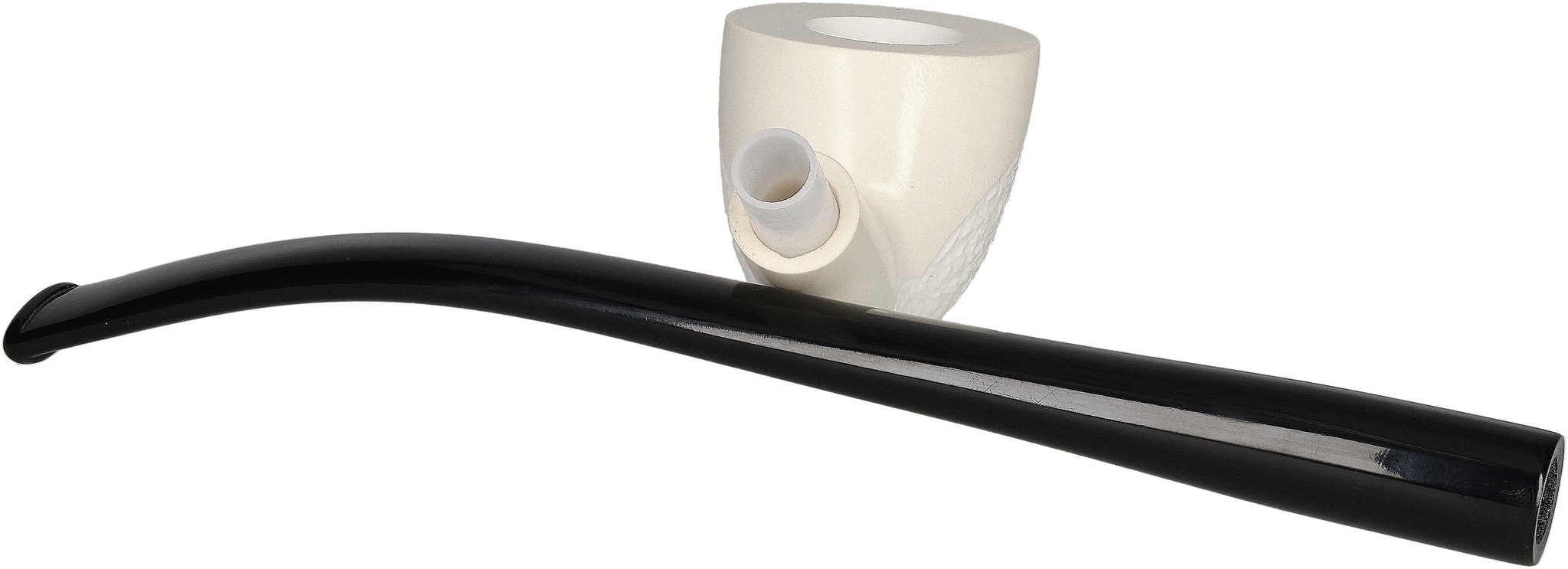 White Pipes Meerschaum Churchwarden Bent Dublin Teilrustiziert_06
