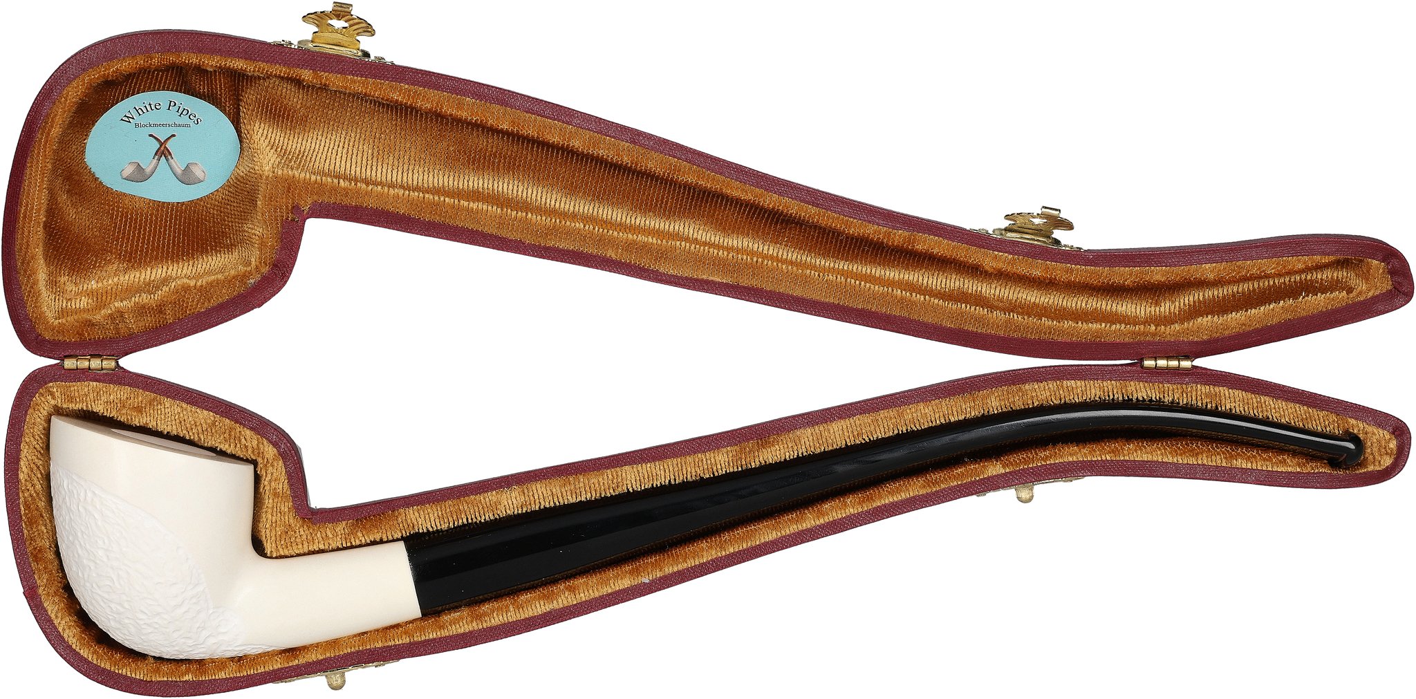 White Pipes Meerschaum Churchwarden Bent Dublin Teilrustiziert_07