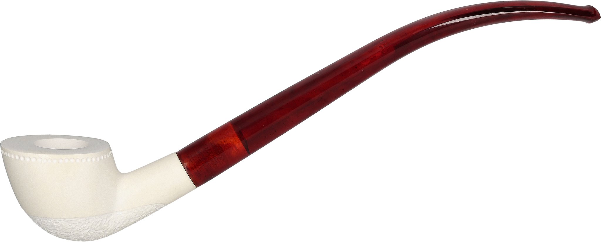 White Pipes Meerschaum Churchwarden Bent Dublin Teilrustiziert_01