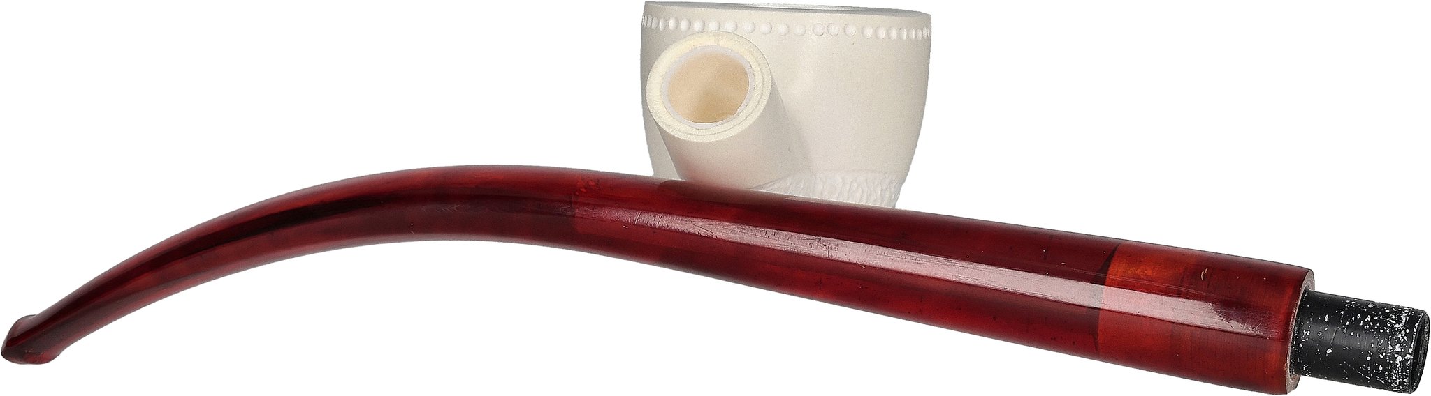 White Pipes Meerschaum Churchwarden Bent Dublin Teilrustiziert_06