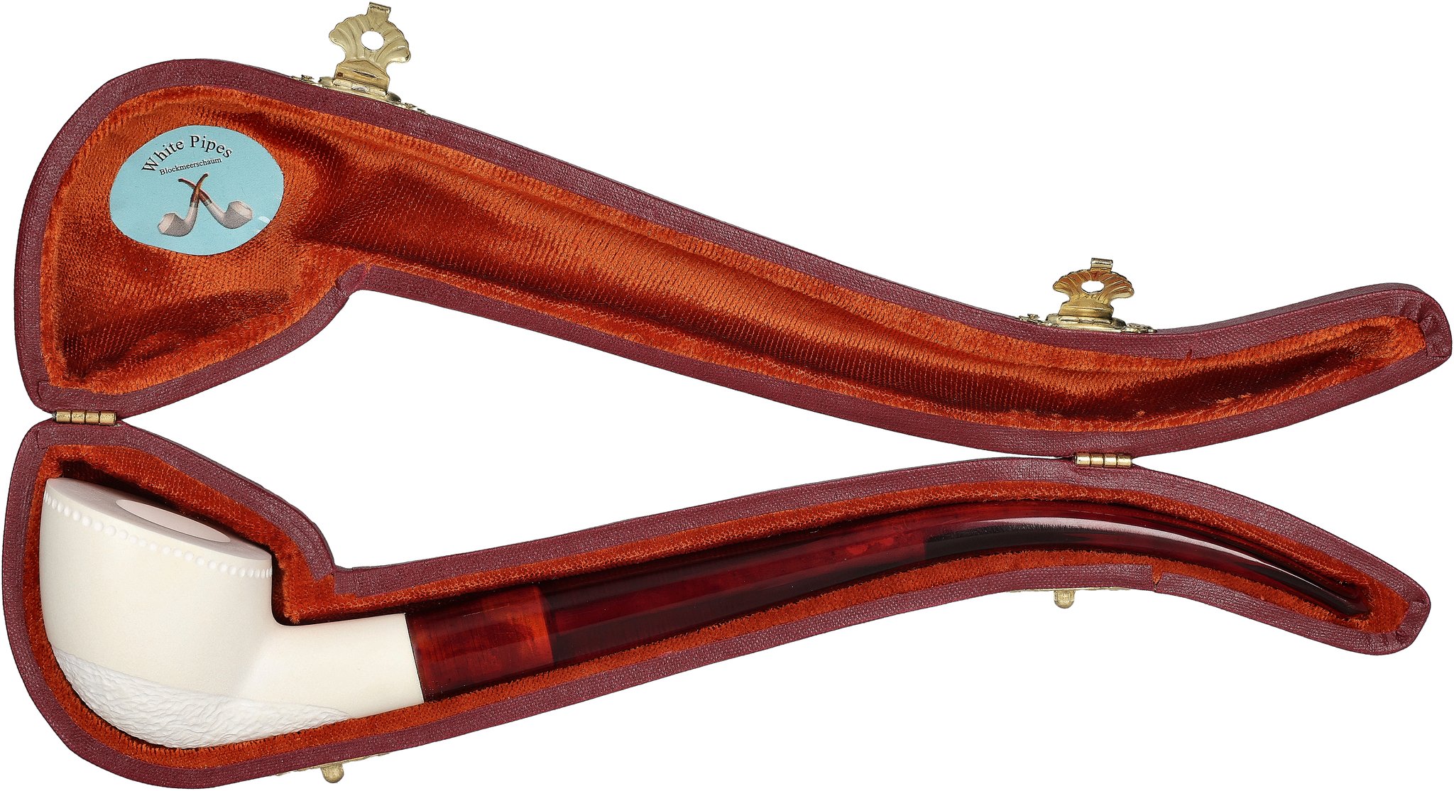 White Pipes Meerschaum Churchwarden Bent Dublin Teilrustiziert_07