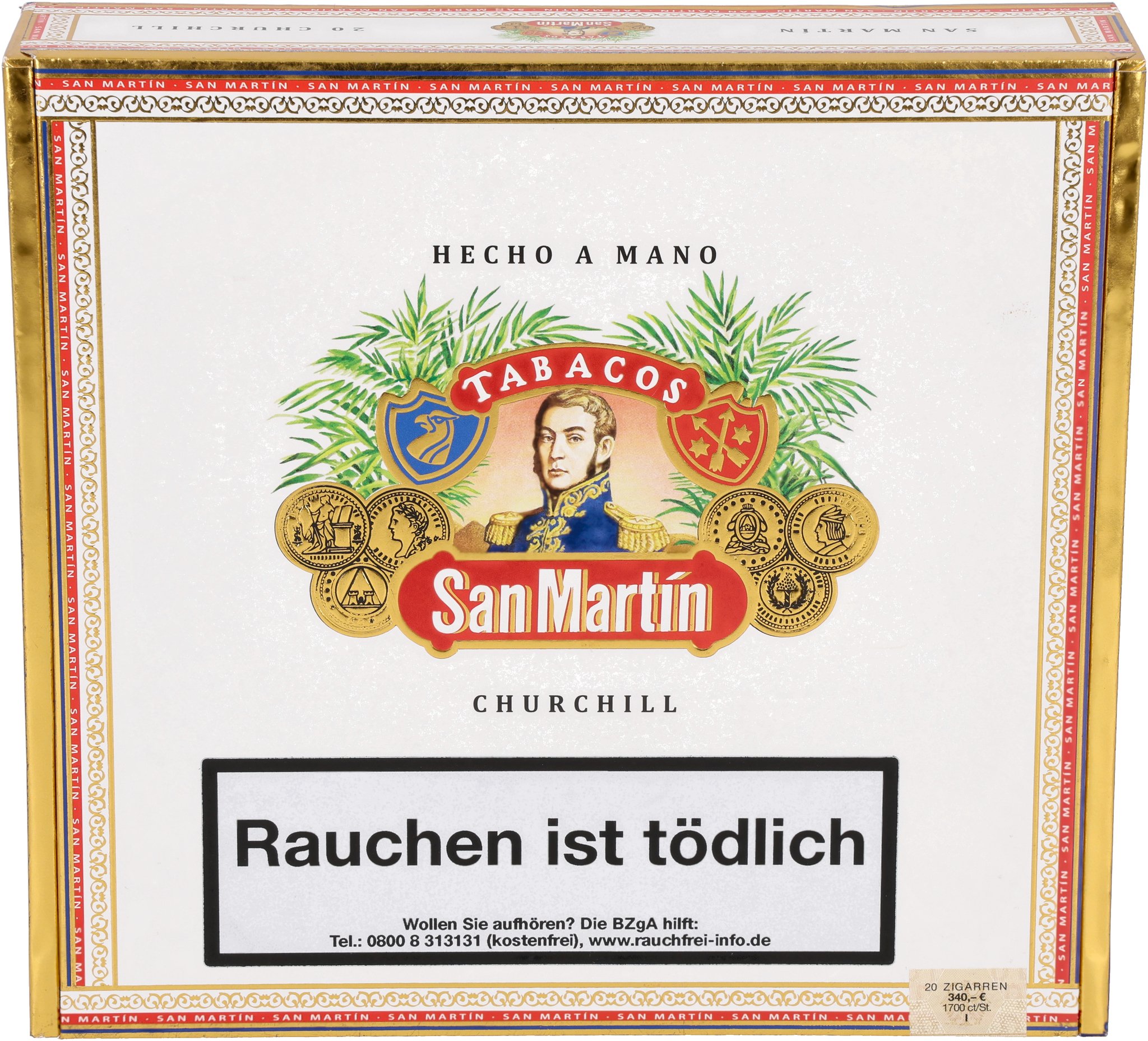 San Martin Churchill box front