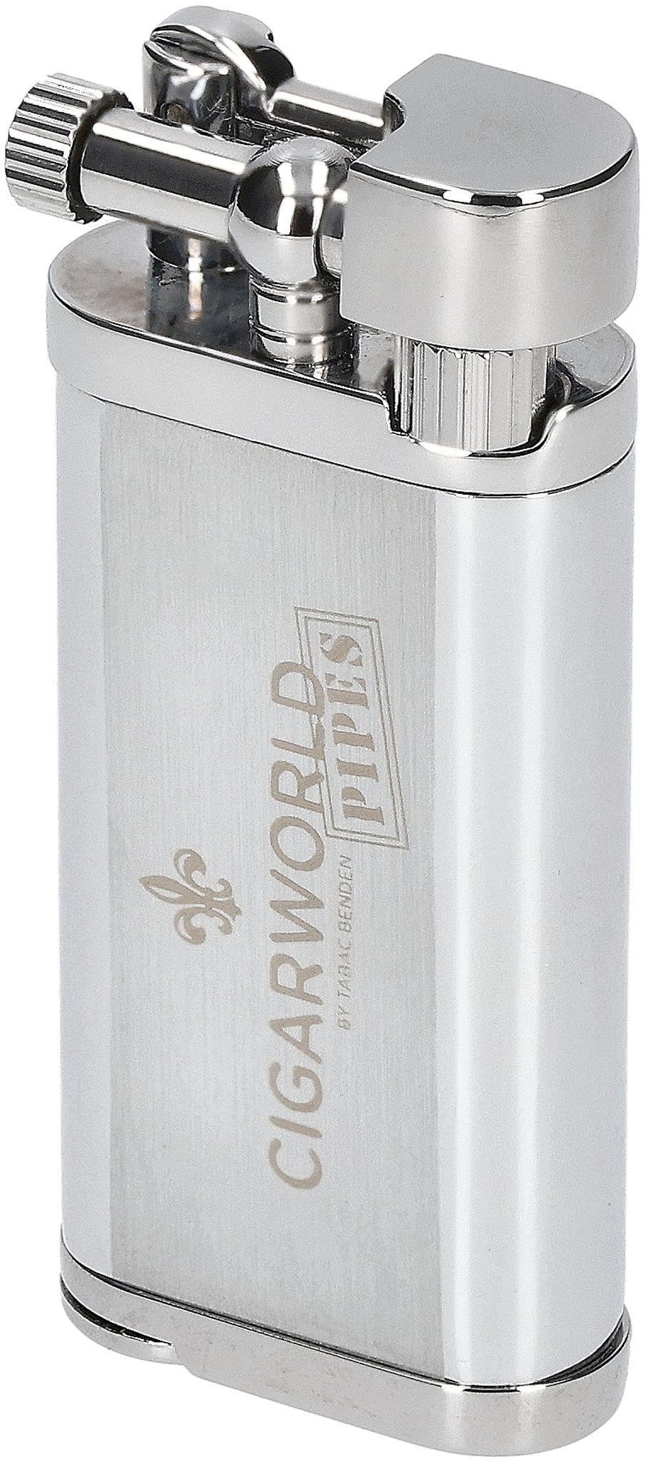 CIGARWORLD PIPES Pfeifenfeuerzeug Silber mit Logo