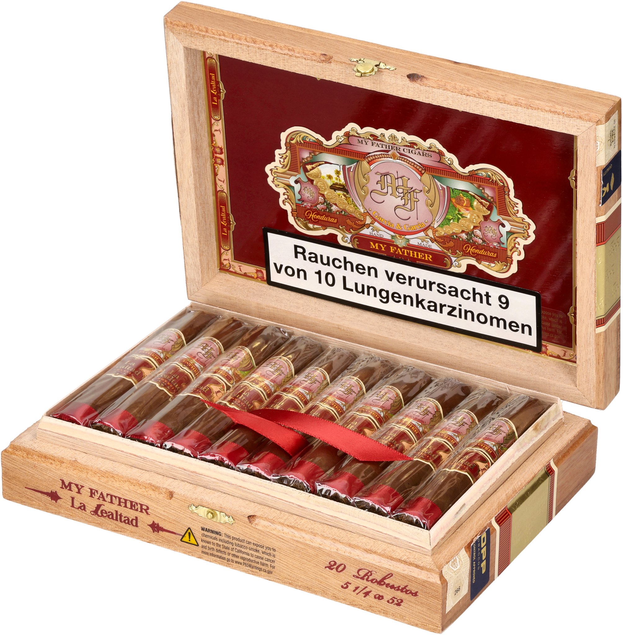 My Father Cigars La Lealtad Robusto Kiste gedreht offen