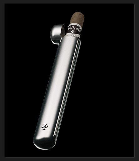 Sillems 1er Cigarrenröhre Silverplated mit seitl. versenktem Schanier (3166)  