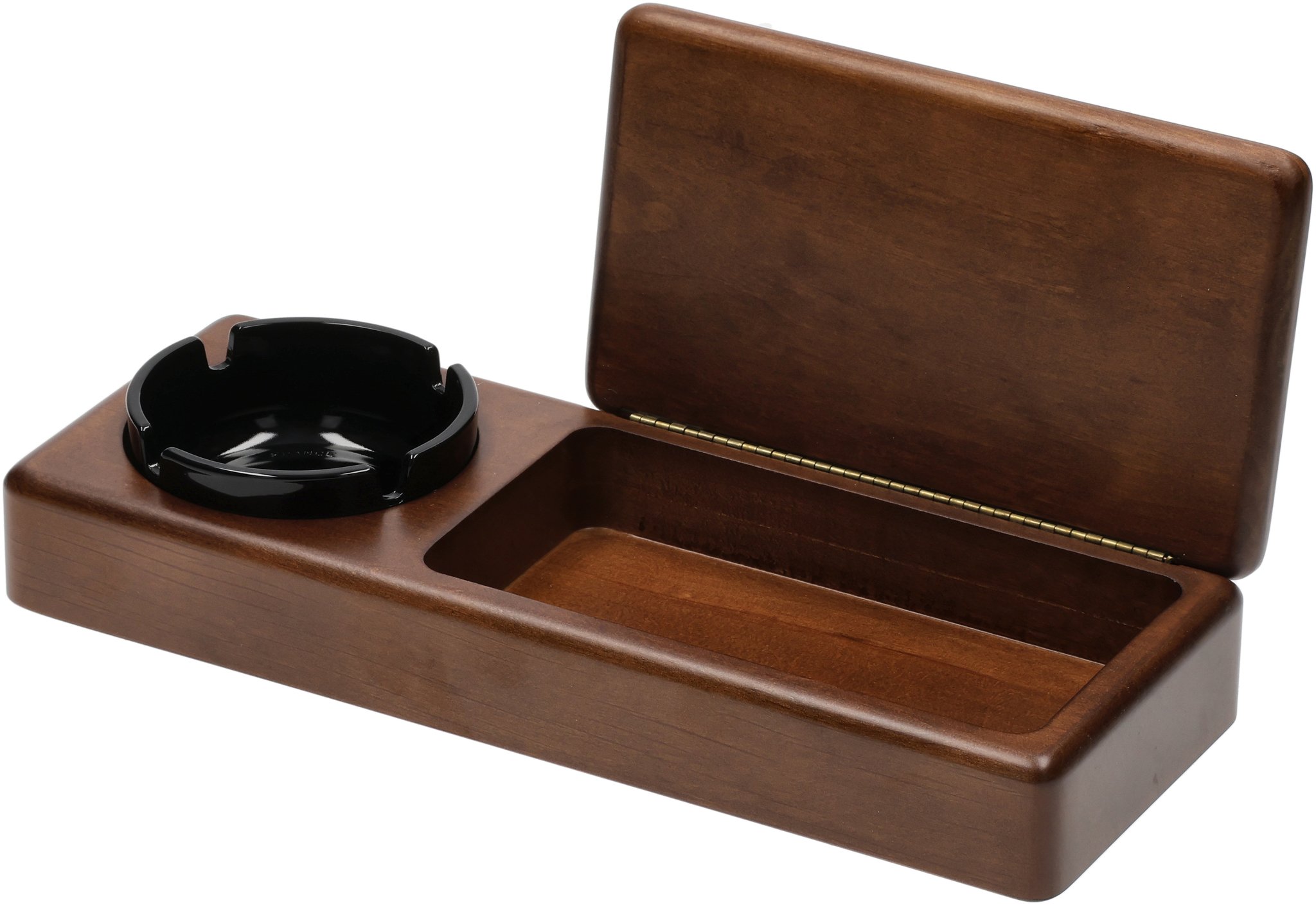 Glas Schwarz mit Zigarettendose offen