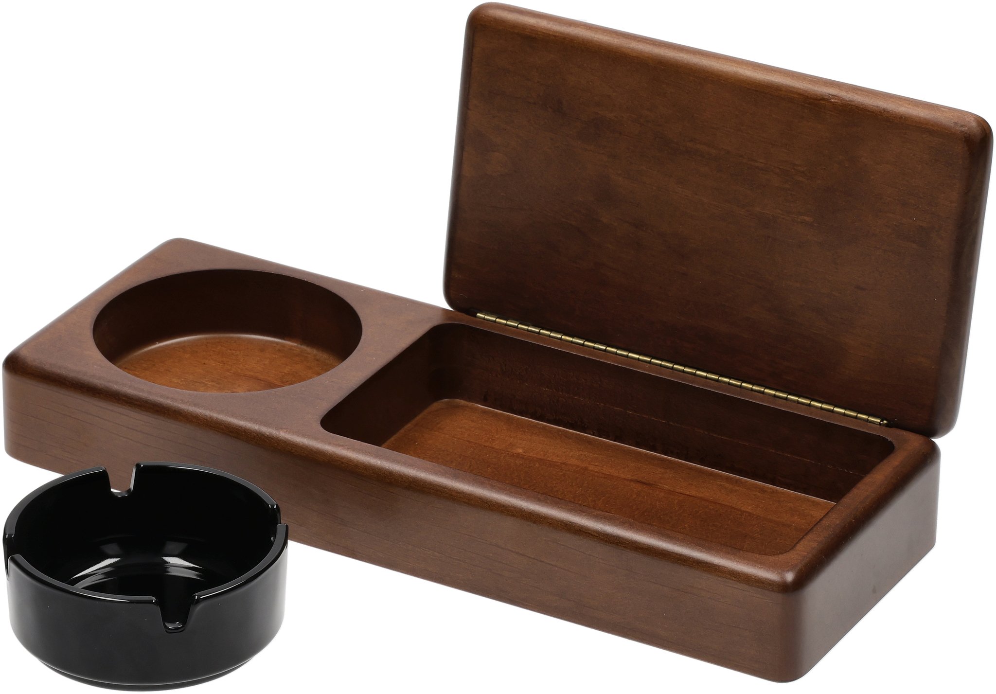 Glas Schwarz mit Zigarettendose detail