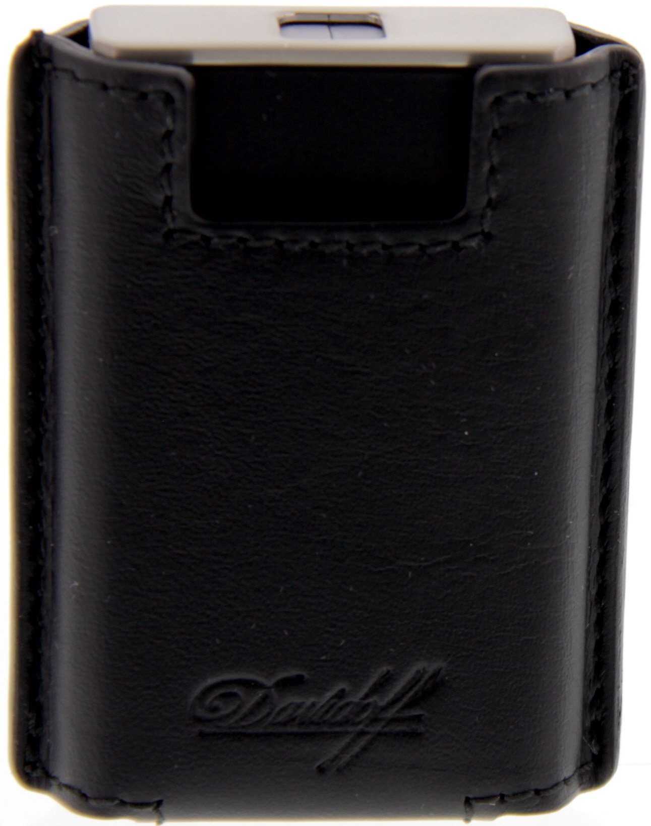 Davidoff Feuerzeug Prestige Line JETFLAME schwarz-matt Palladium im Lederetui