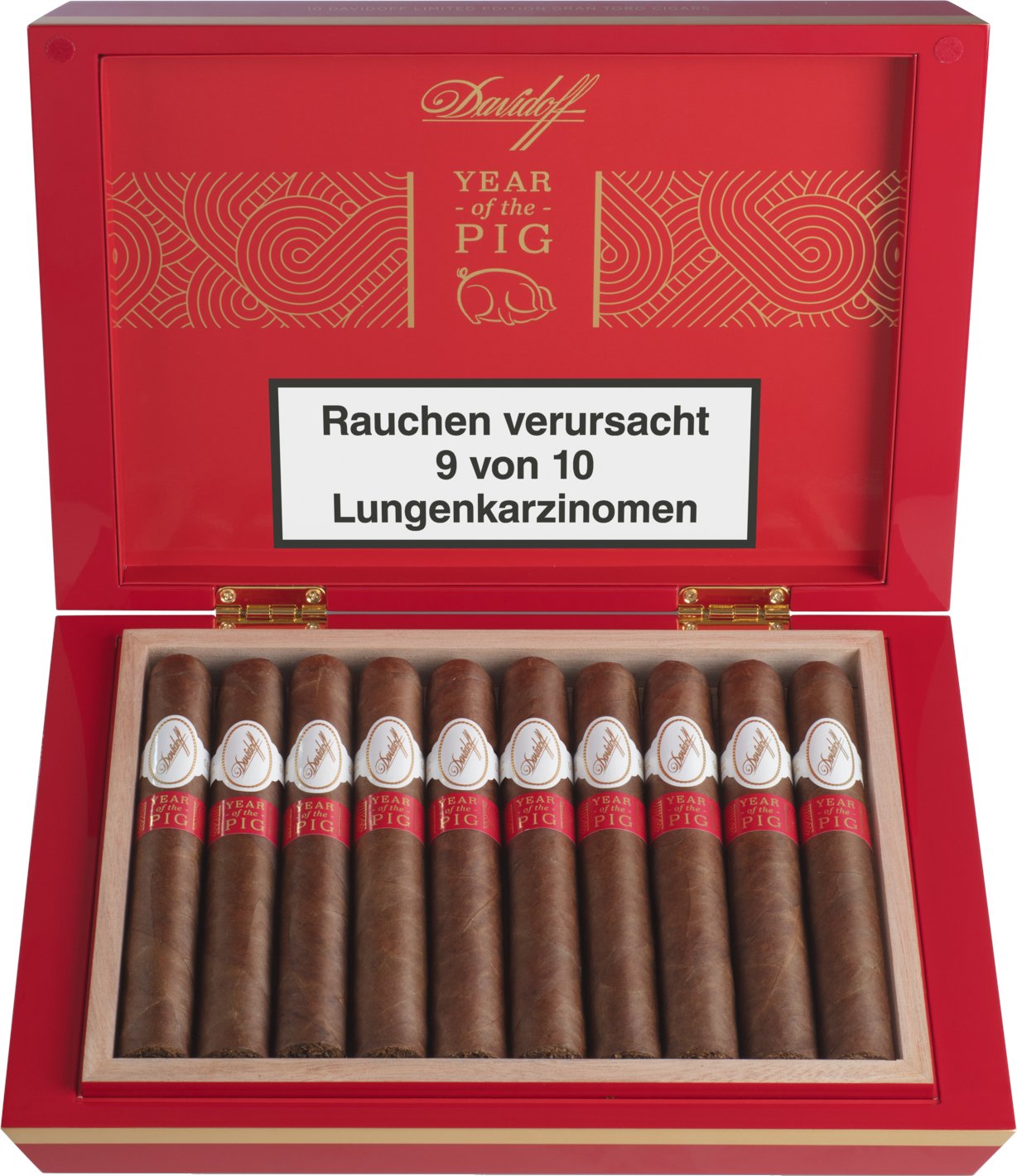 Davidoff Limited Editions Year of the Pig 2019 (Gran Toro) Kiste offen Frontal