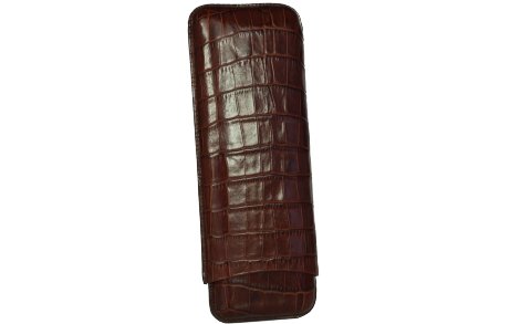 Martin Wess Premium Lederetui  - Kroko brown 3er Churchill Korko (595)