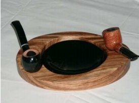 Classic Pfeifenaccessories Zebrano 2er Pfeifenascher Modell 7658 - schwarz-glän