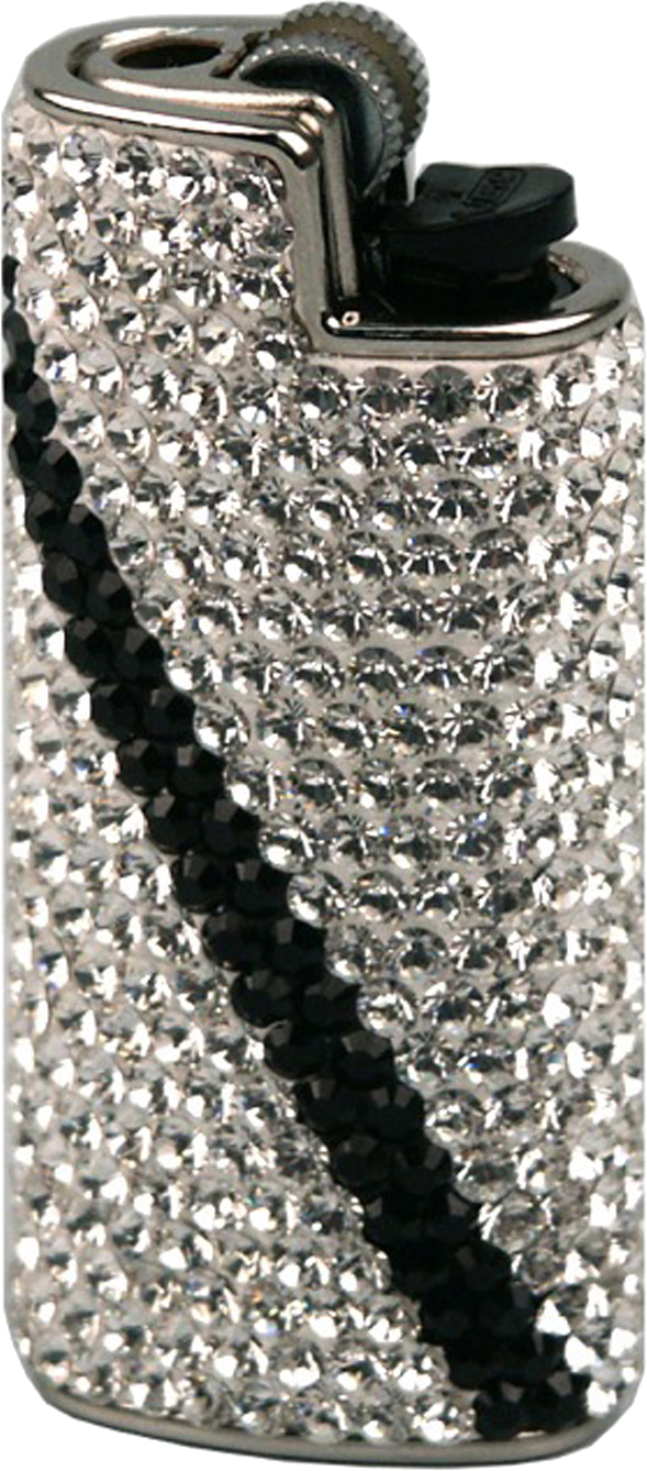 Bic Feuerzeughülle mit Swarovski-Steinen Single Stripe - schwarz (019227) Detailbild