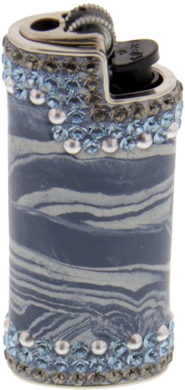 Bic Feuerzeughülle mit Swarovski-Steinen marmor blau (019271)