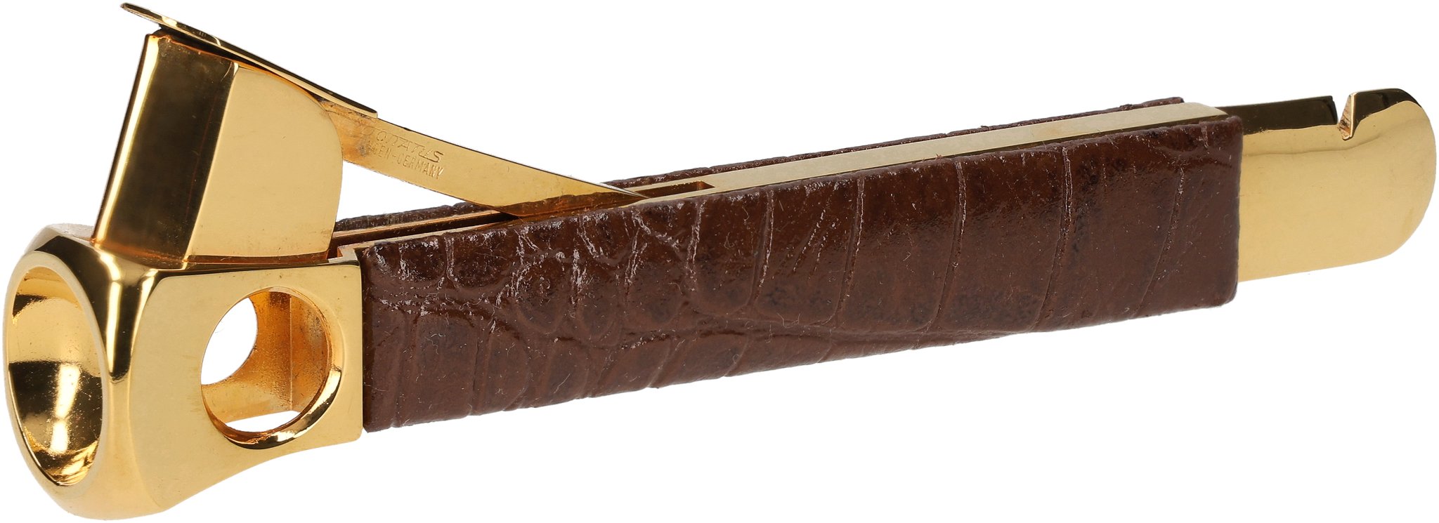 Groß Krokokalbleder Golden 03