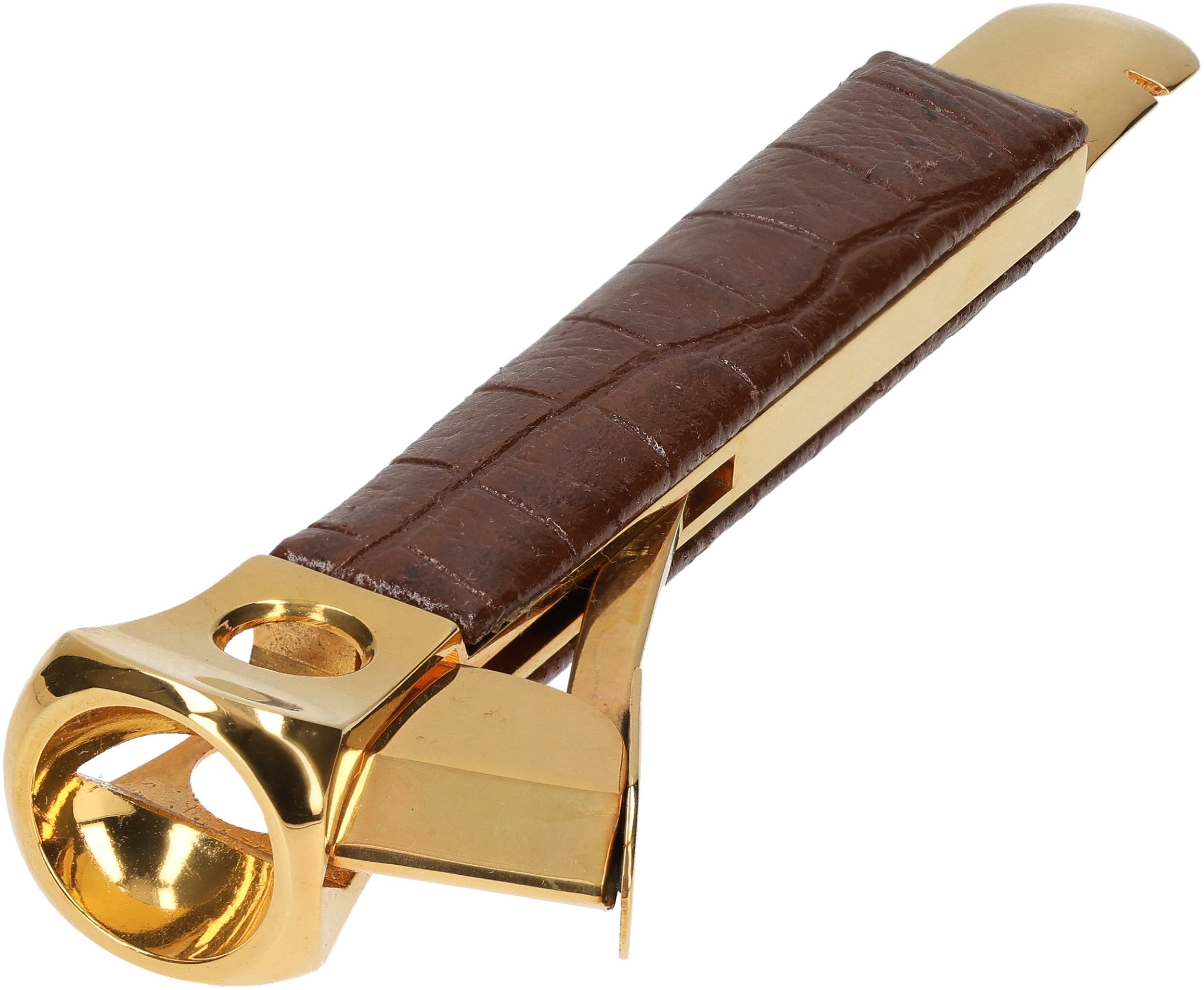 Groß Krokokalbleder Golden 04