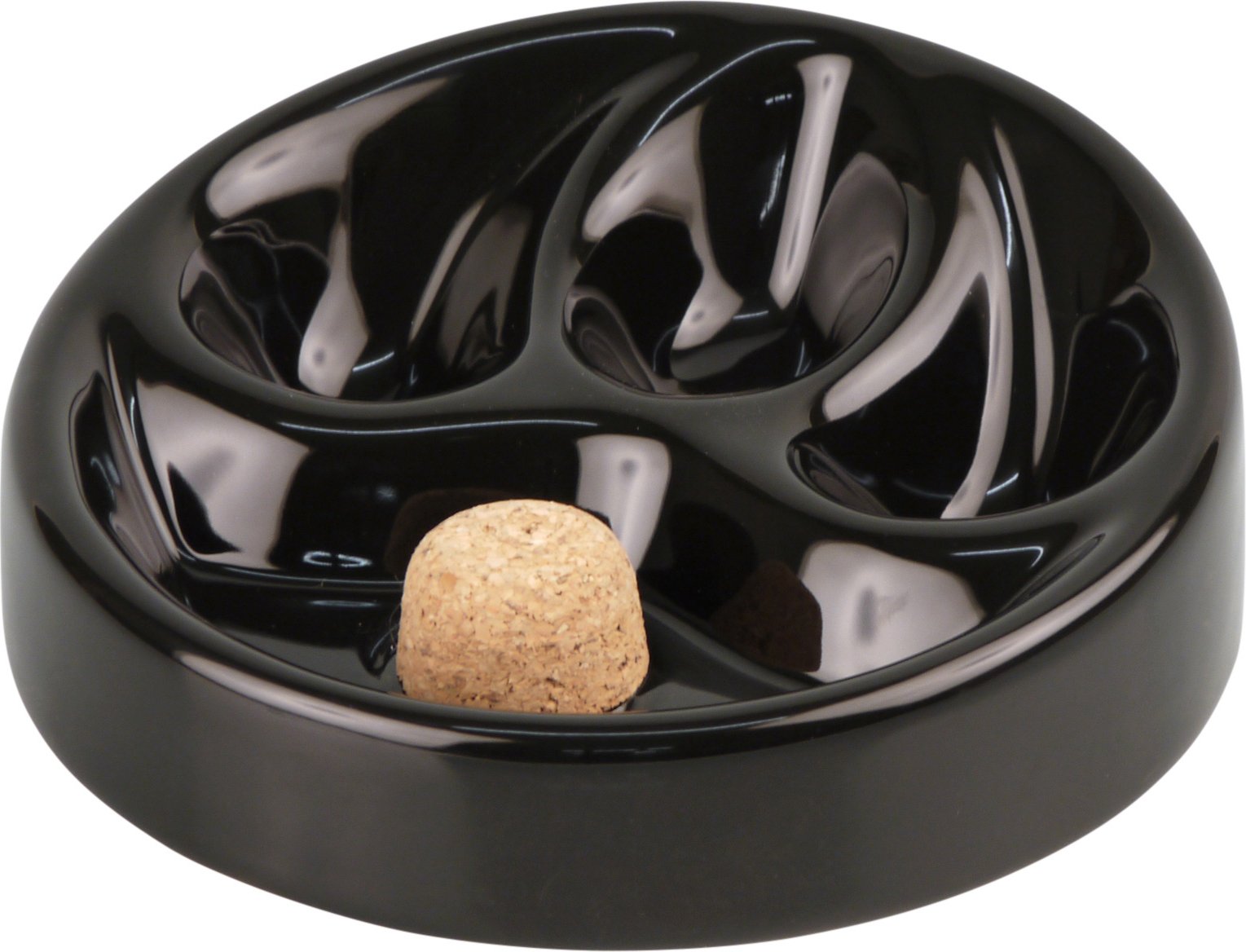 Pfeifenascher Rund schwarz glänzend mit 3 Ablage (520725)