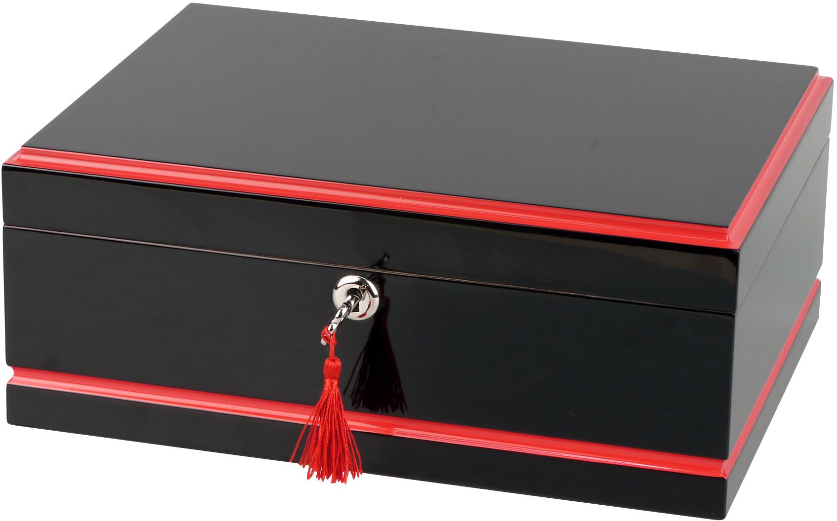 Classic Zigarrenhumidor schwarz rot für ca. 50 Zigarren (562361)