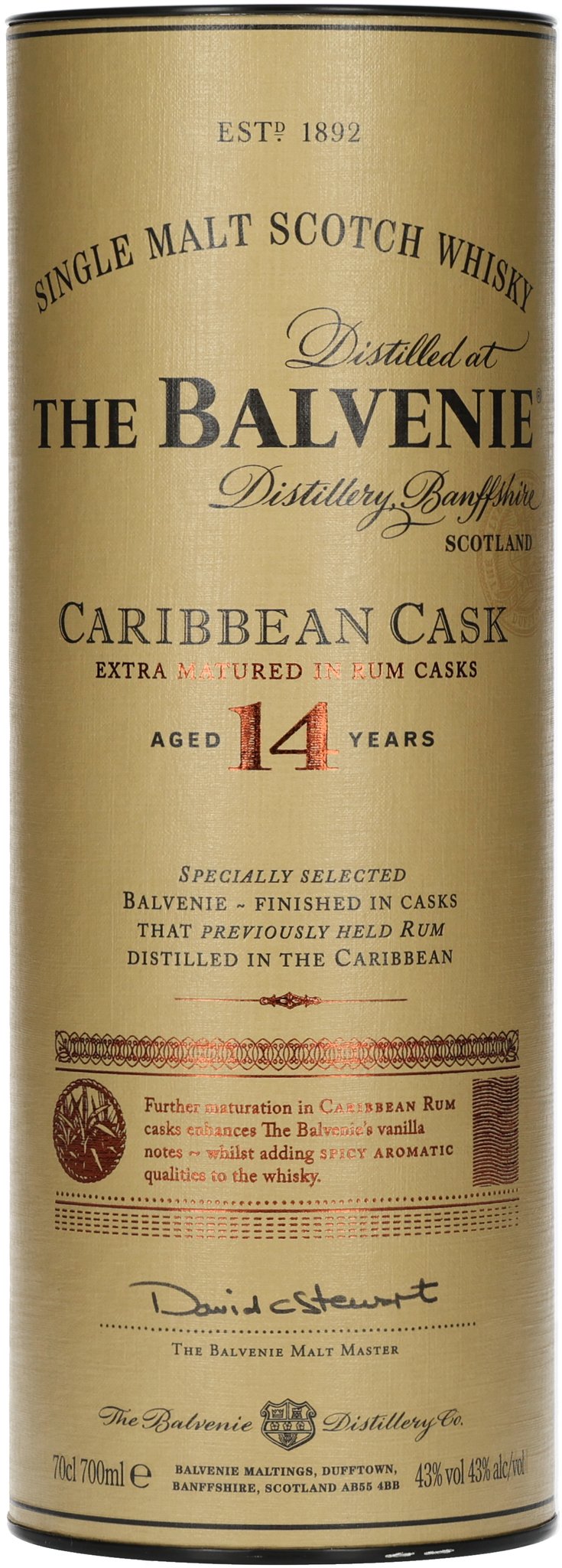The Balvenie Single Malt Scotch Whisky Caribbean Cask 14 Years (0,7 l / 43 % Vol.) _Packung