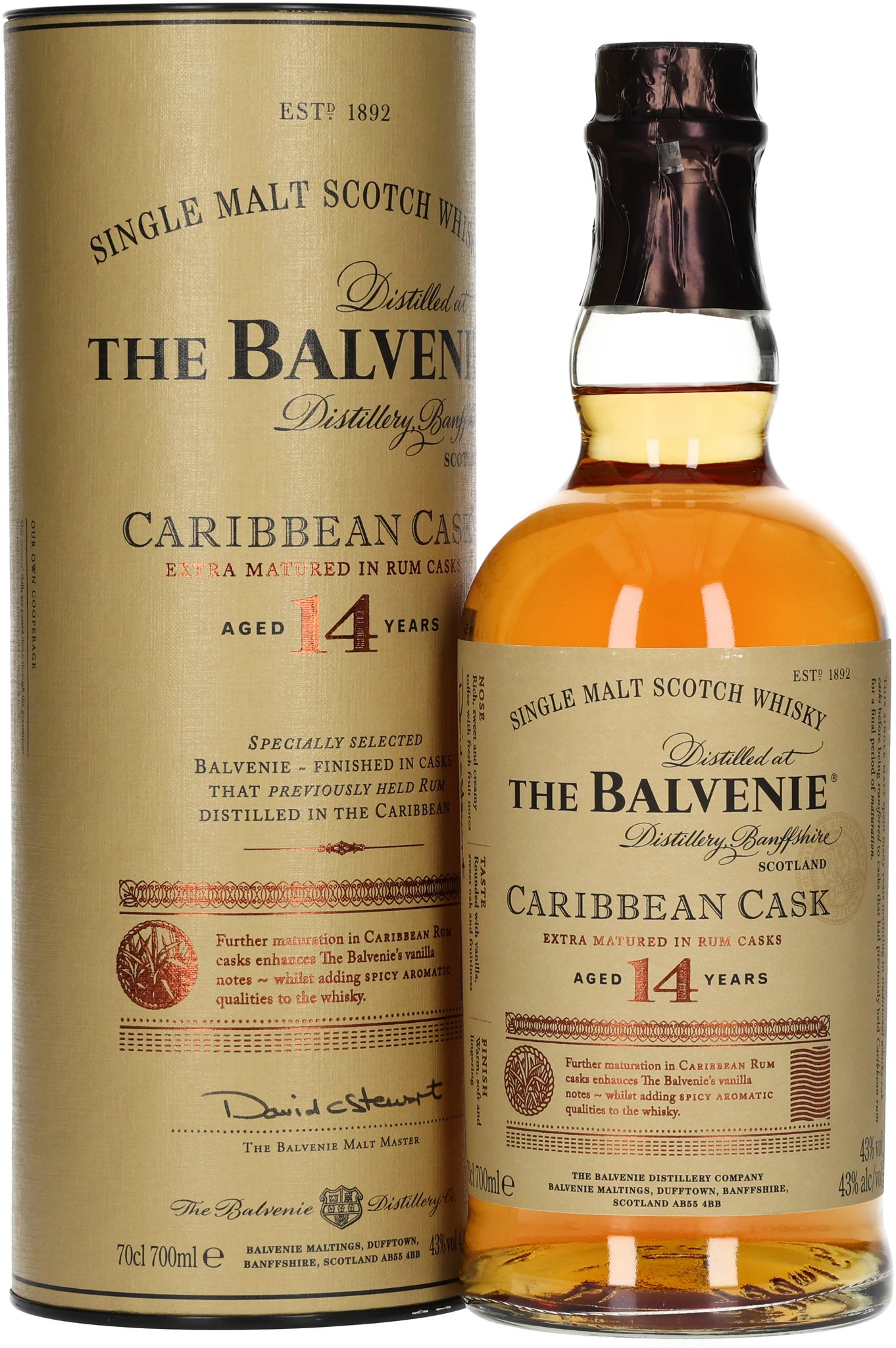 The Balvenie Single Malt Scotch Whisky Caribbean Cask 14 Years (0,7 l / 43 % Vol.) _Flasche/Packung