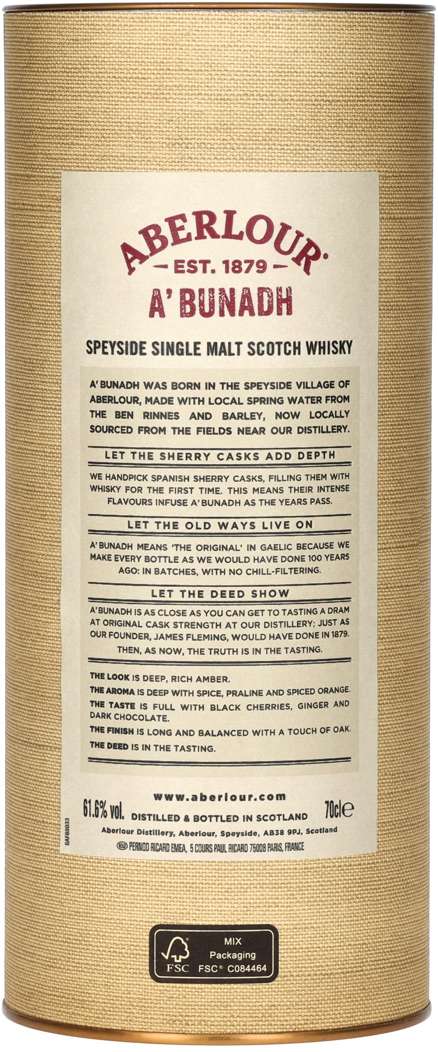 Aberlour Single Malt Whisky Abunadh - (0,7 l / 61,6 % Vol.)_Packung