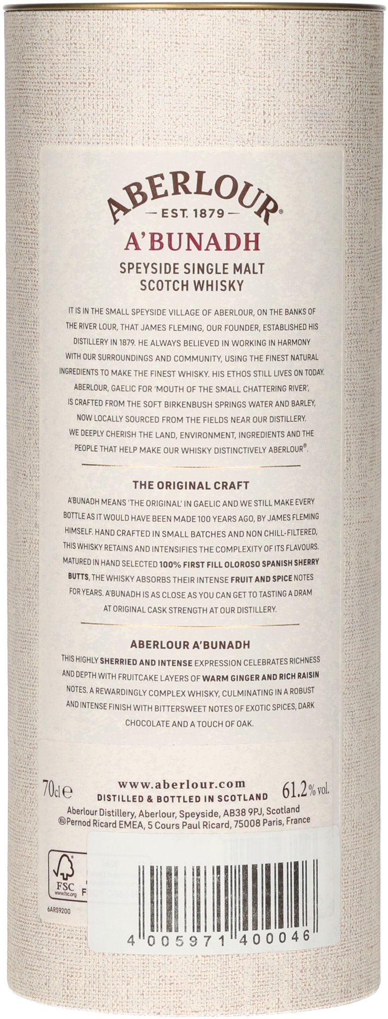 Aberlour Single Malt Whisky Abunadh - (0,7 l / 61,2 % Vol.)_Packung