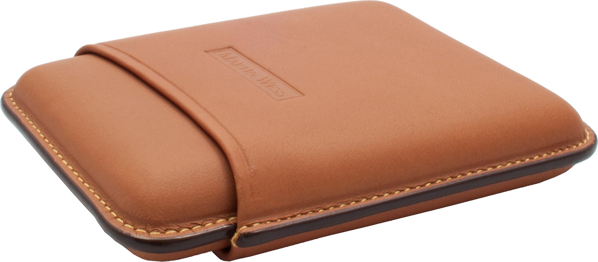 Martin Wess Premium Lederetui - Vachetta Natur Cigarillo 8er (503) liegend