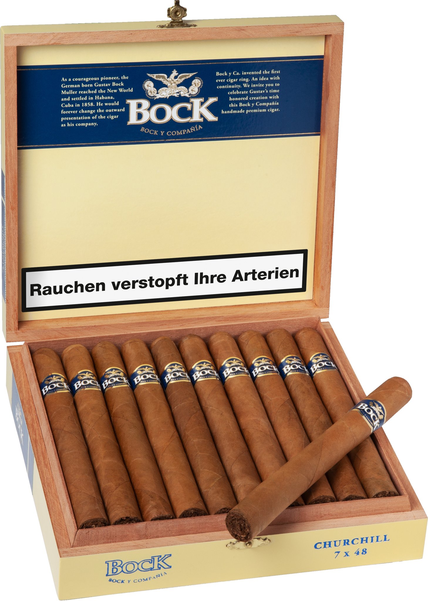 Bock y Ca. Churchill (ohne Tubo) Kiste offen