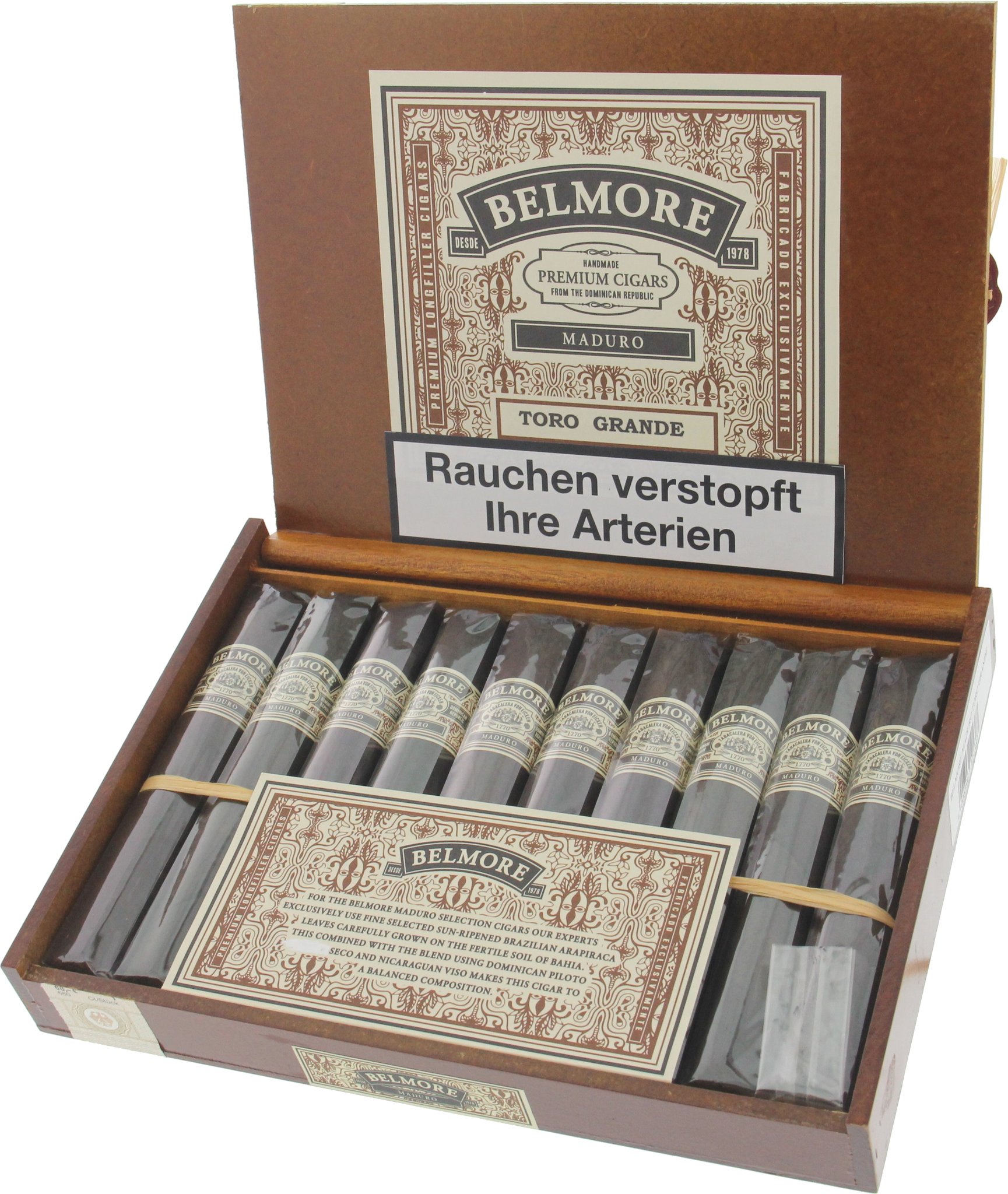 Belmore Maduro Toro Grande Kiste offen