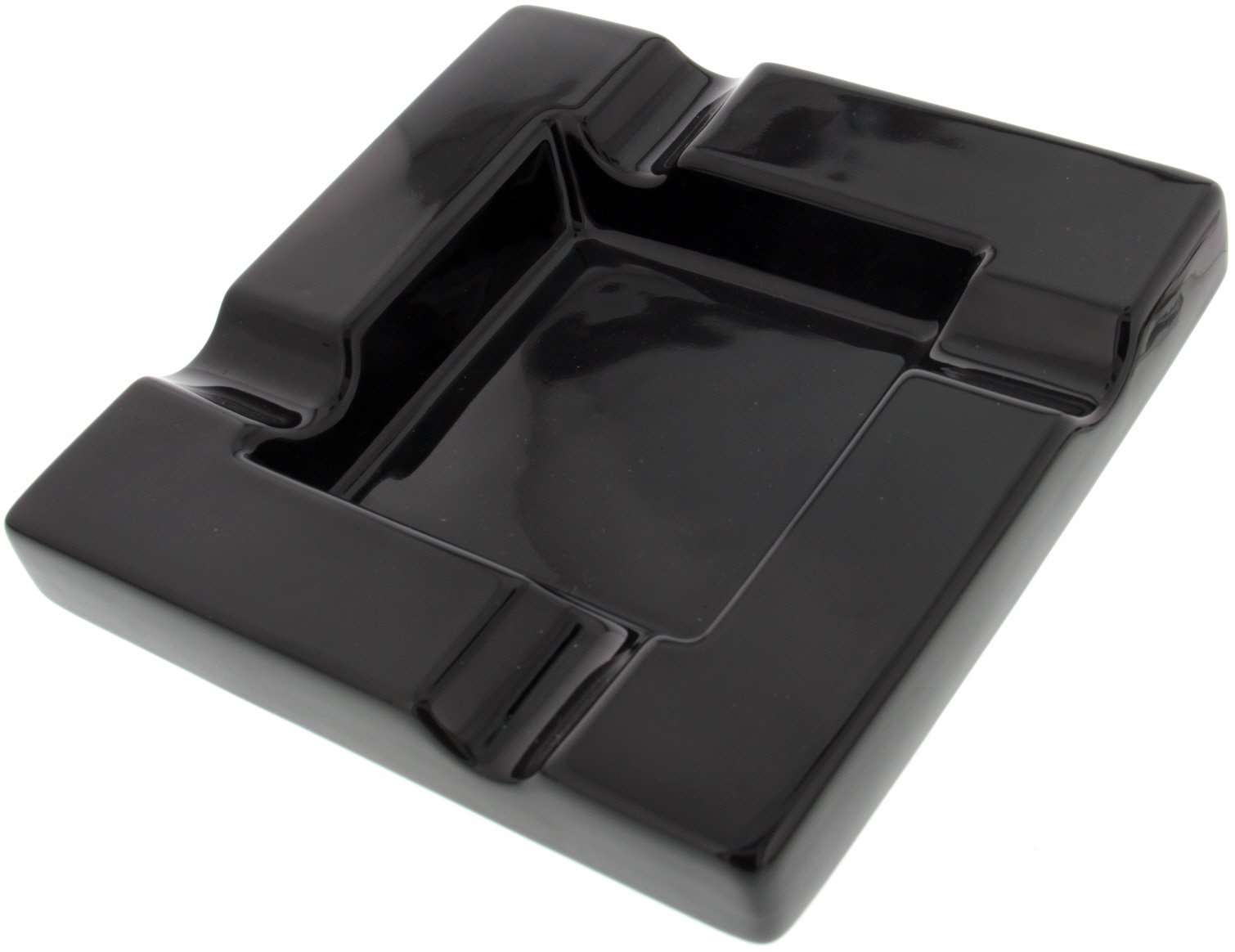 Classic Zigarrenascher Keramik Schwarz 4 Ablagen (523042)