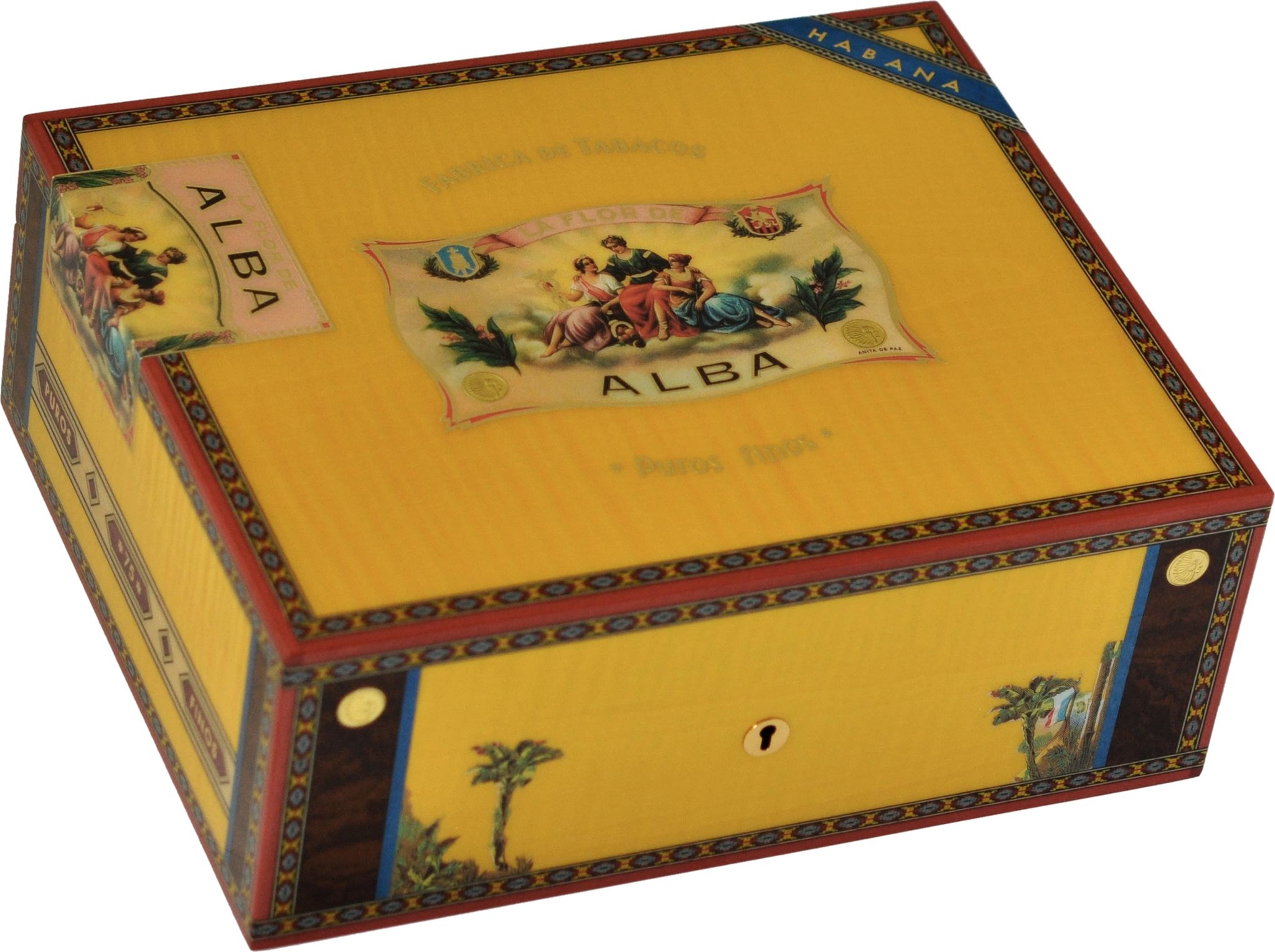 Elie Bleu Collection Alba Humidor für 75 Cigarren Sykomore Maserung (Gelb)