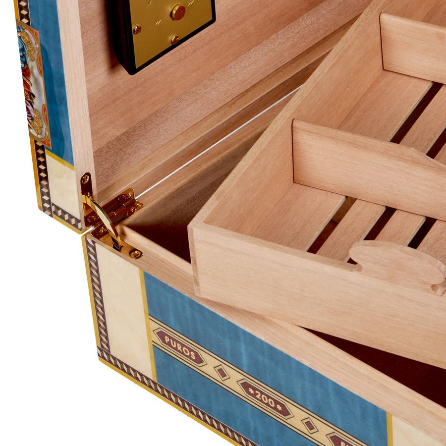 Elie Bleu Collection Alba Humidor für 200 Cigarren Sykomore Maserung (Blau) Detailbild 3
